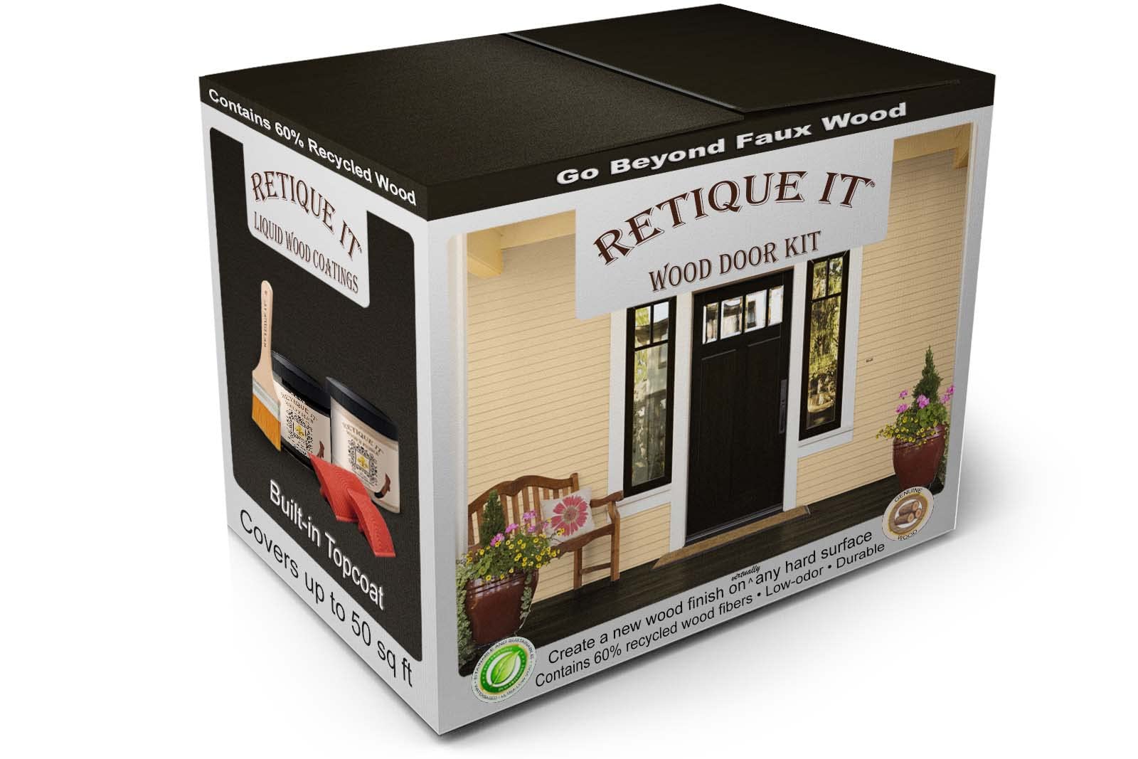 Premium Wood Finish Front Door Kit - Paintable Liquid Wood Primer & Gel Stain with Graining Tools - Classic Black for Home Entryway & Exterior Doors