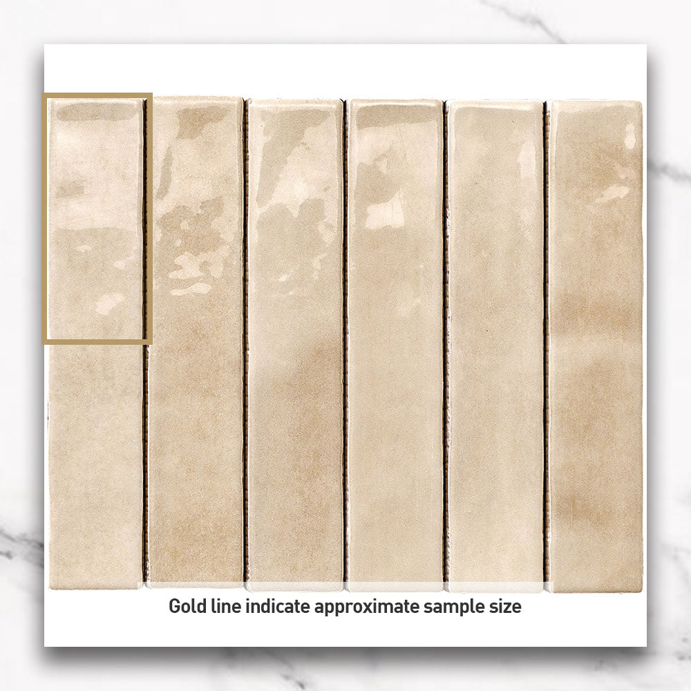 Premium Marrakesh Beige 250x50 Zellige Gloss Subway Tile - Moroccan-Inspired Ceramic Wall & Backsplash Tile for Kitchen, Bathroom & Shower Decor