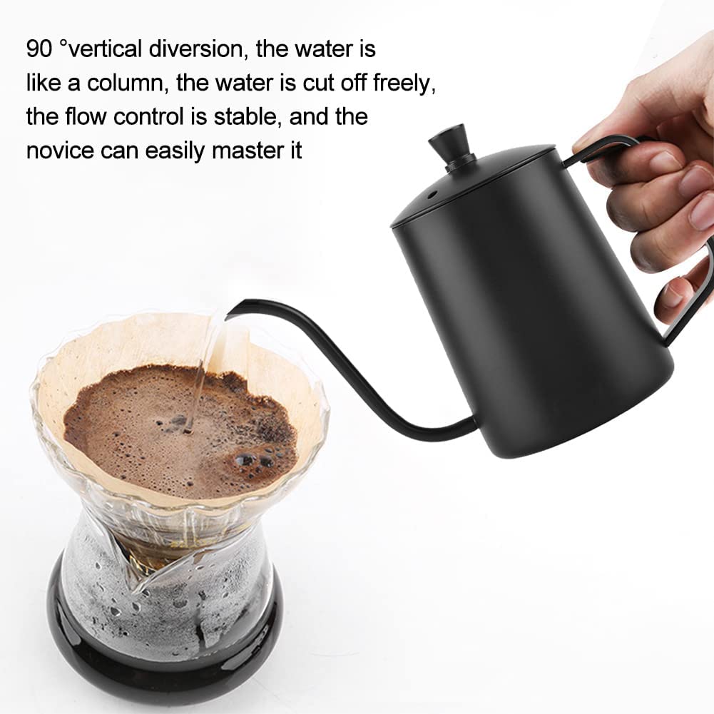 Bewinner 550ml Stainless Steel Gooseneck Coffee Kettle with Lid - Precision Pour Over Coffee Maker for Stovetop, Home Kitchen & Coffee Shops - Ideal for Pour Over, French Press & Tea Brewing