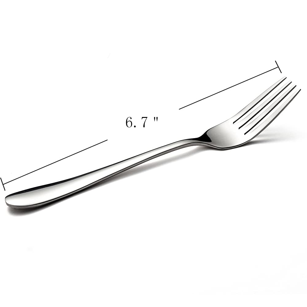 12-Piece Stainless Steel Dessert Forks Set - 6.7 Inch Elegant Salad Forks for Parties, Weddings, and Fine Dining - Dishwasher Safe & Rust-Resistant Cutlery
