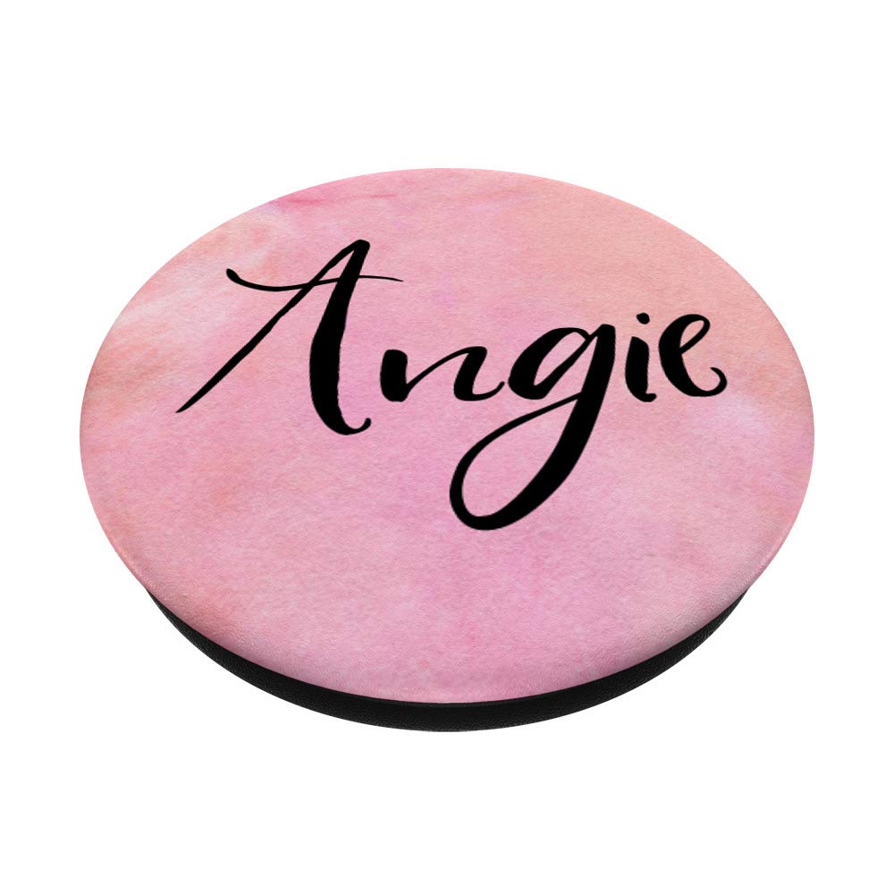 Angie PopSockets PopGrip - Swappable Phone Grip with Black on Pink Design for iPhone, Samsung & Smartphones | Perfect for Selfies, Video Calls & Secure Holding