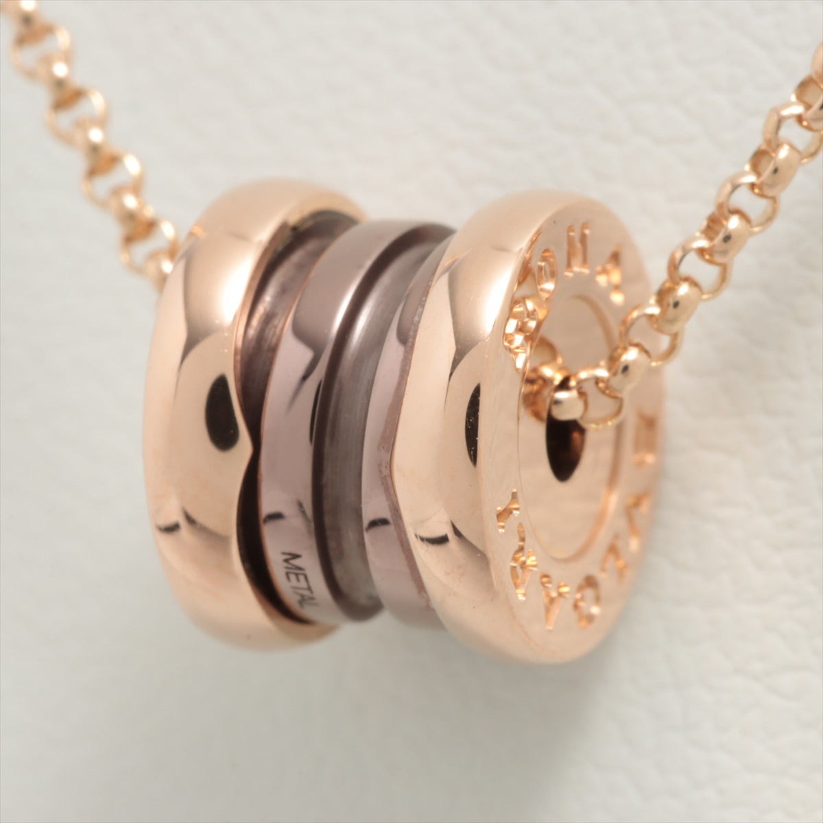 Bvlgari Mini B.Zero 1 Necklace in Bronze Rose Gold with Ceramic Accents - Elegant Jewelry for Women, Perfect for Parties, Weddings & Special Occasions