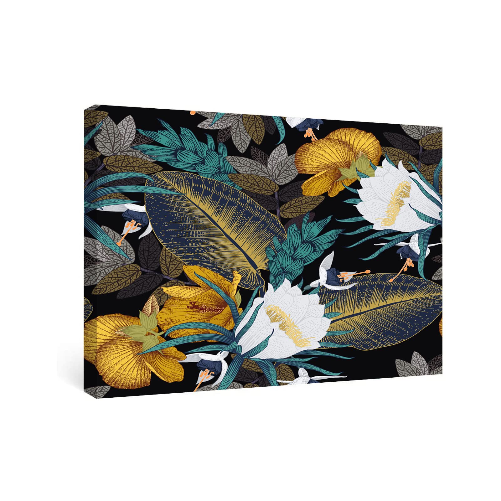 Tropical Floral Canvas Wall Art - Farmhouse Decor for Living Room & Kitchen