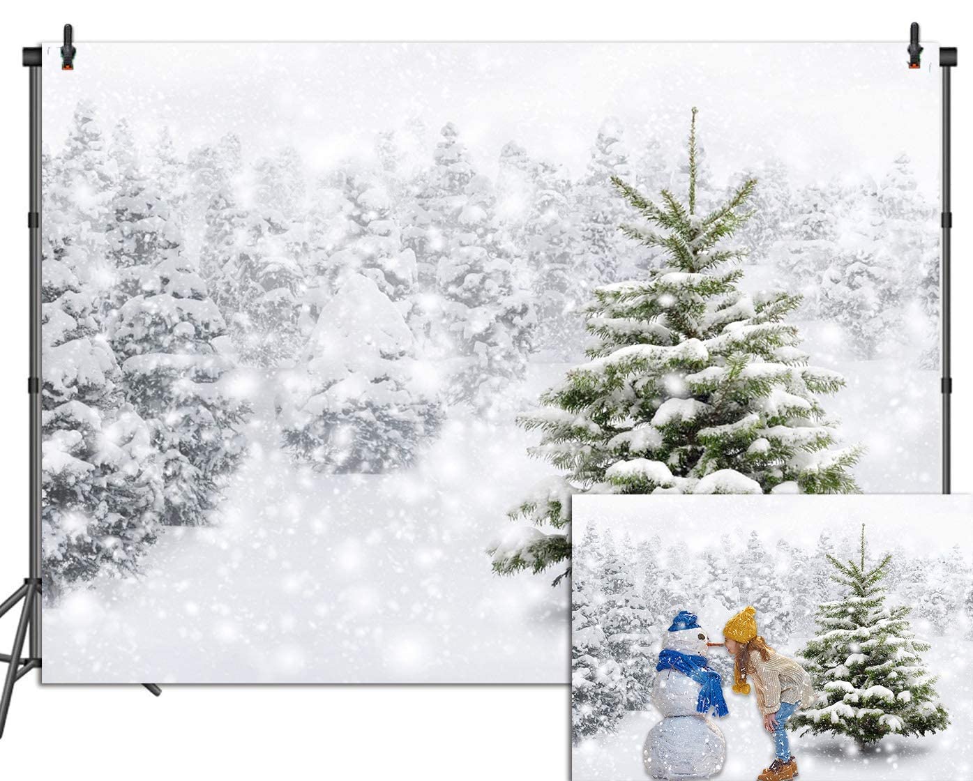 8x6FT Winter Christmas Backdrop - Natural Snowy Forest with Snowflakes & Snowfall Scene for Xmas Party, Home Decor, Photo Studio Props | Perfect for Holiday Photography & Festive Decorations