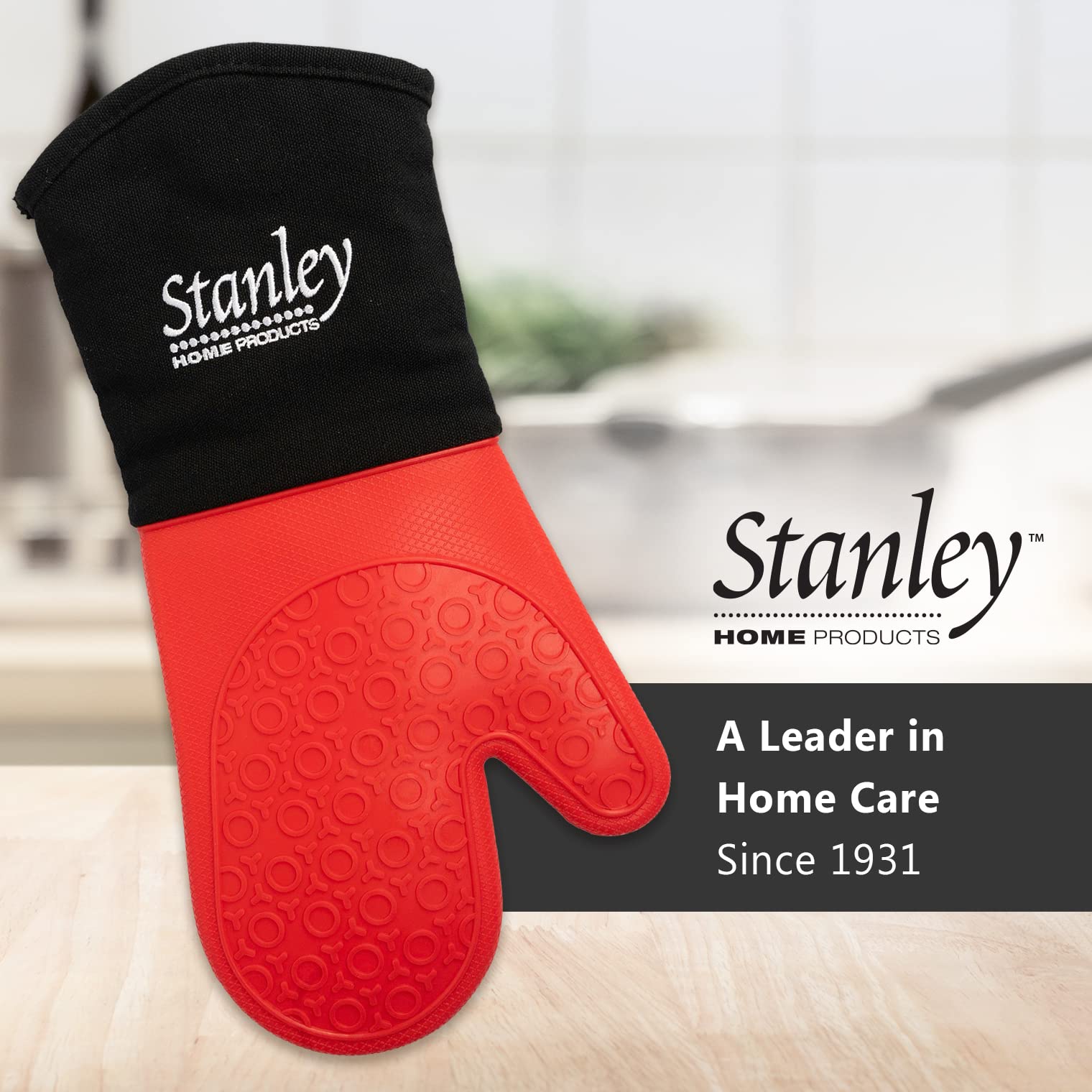 Stanley Heat-Resistant Silicone Oven Gloves - BBQ Mitts for Hot Pans, Plates & Dishes - Arm Protection Up to 500°F - Comfortable Insulated Kitchen Gloves for Baking, Grilling & Cooking (1 Pair)