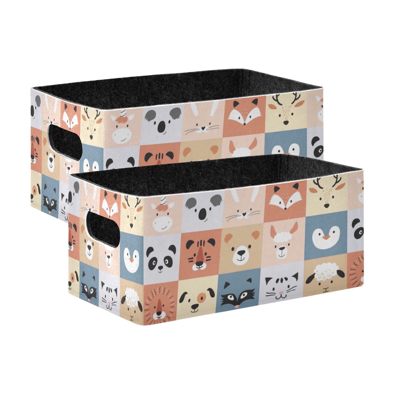 SHJI 2-Pack Collapsible Penguin Felt Storage Baskets - Foldable Clothes Hamper & Organizer for Shelves, Closet, Nursery | Perfect for Kids' Toys, Laundry & Home Organization