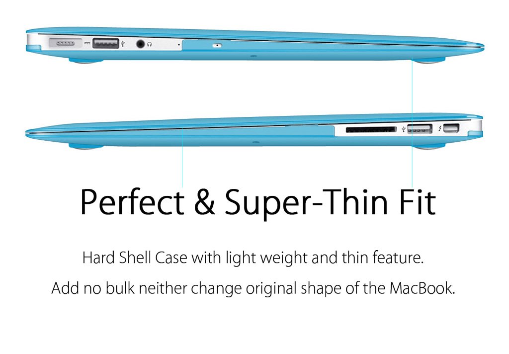 UESWILL Crystal Clear Hard Shell Case for MacBook Air 13-inch (2010-2017 Models A1466 A1369) - Aqua Blue Protective Cover | Lightweight & Scratch-Resistant | Perfect for School, Office & Travel Protection