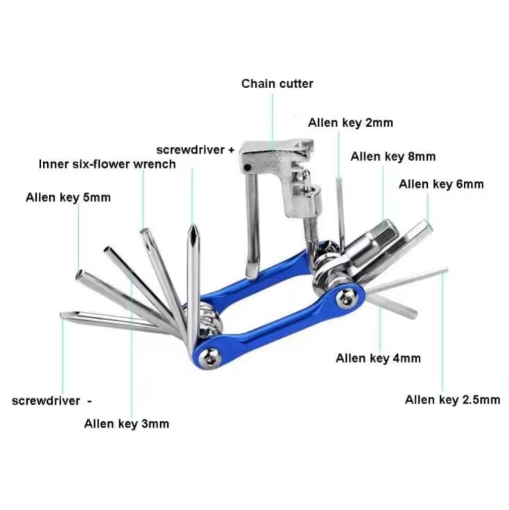 **Professional Bike Tool Kit - 18-in-1 Multi-Tool for MTB & Mountain Bike Repair - Durable & Portable Cycling Accessories (Blue) - Perfect for Trail Rides, Commuting & Emergency Roadside Repairs**
