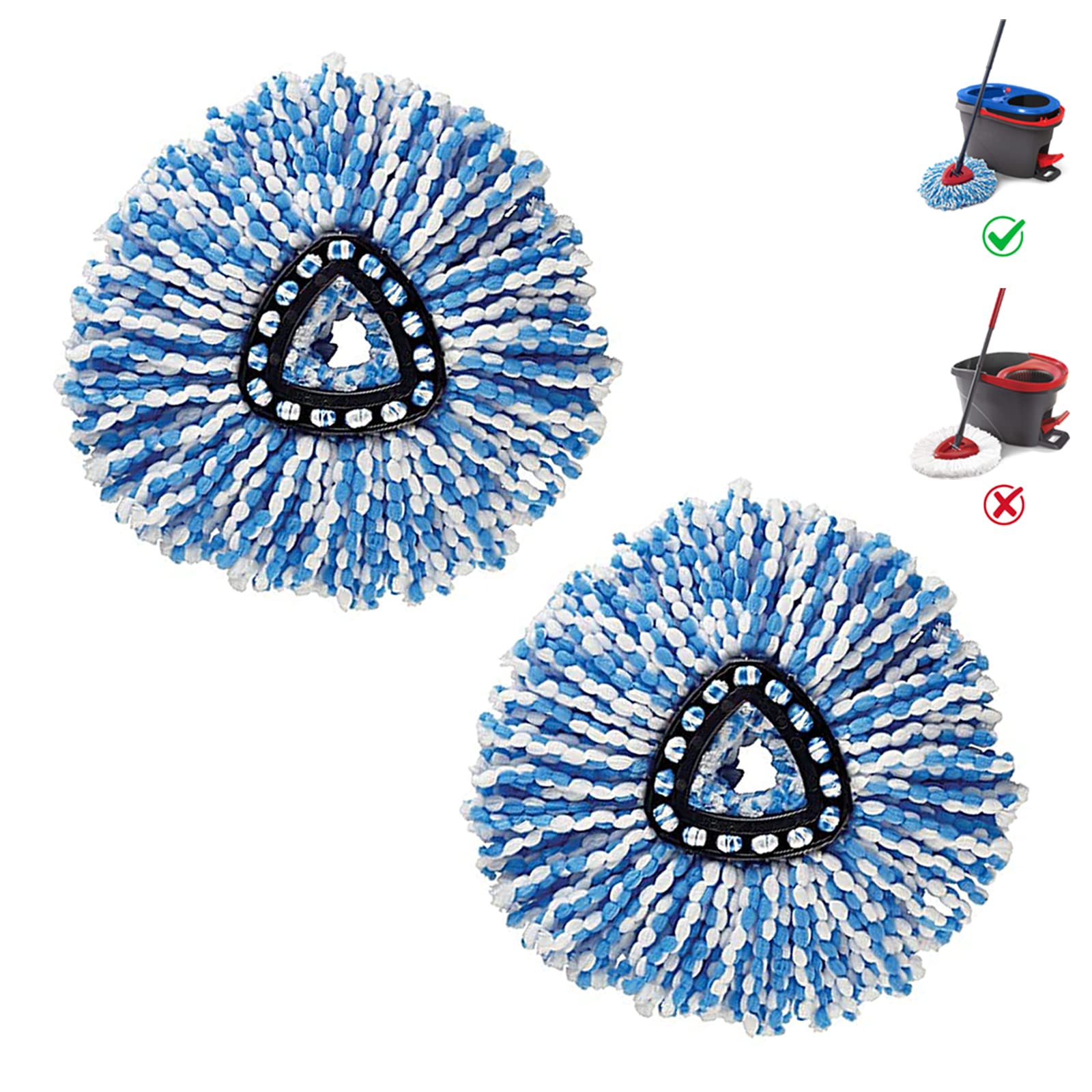 BonusLife 2 Pack Mop Head Refills for EasyWring Spin Mop - Compatible with RinseClean 2 Tank System - New Version Replacement - Perfect for Hardwood Floors, Tile & Kitchen Cleaning