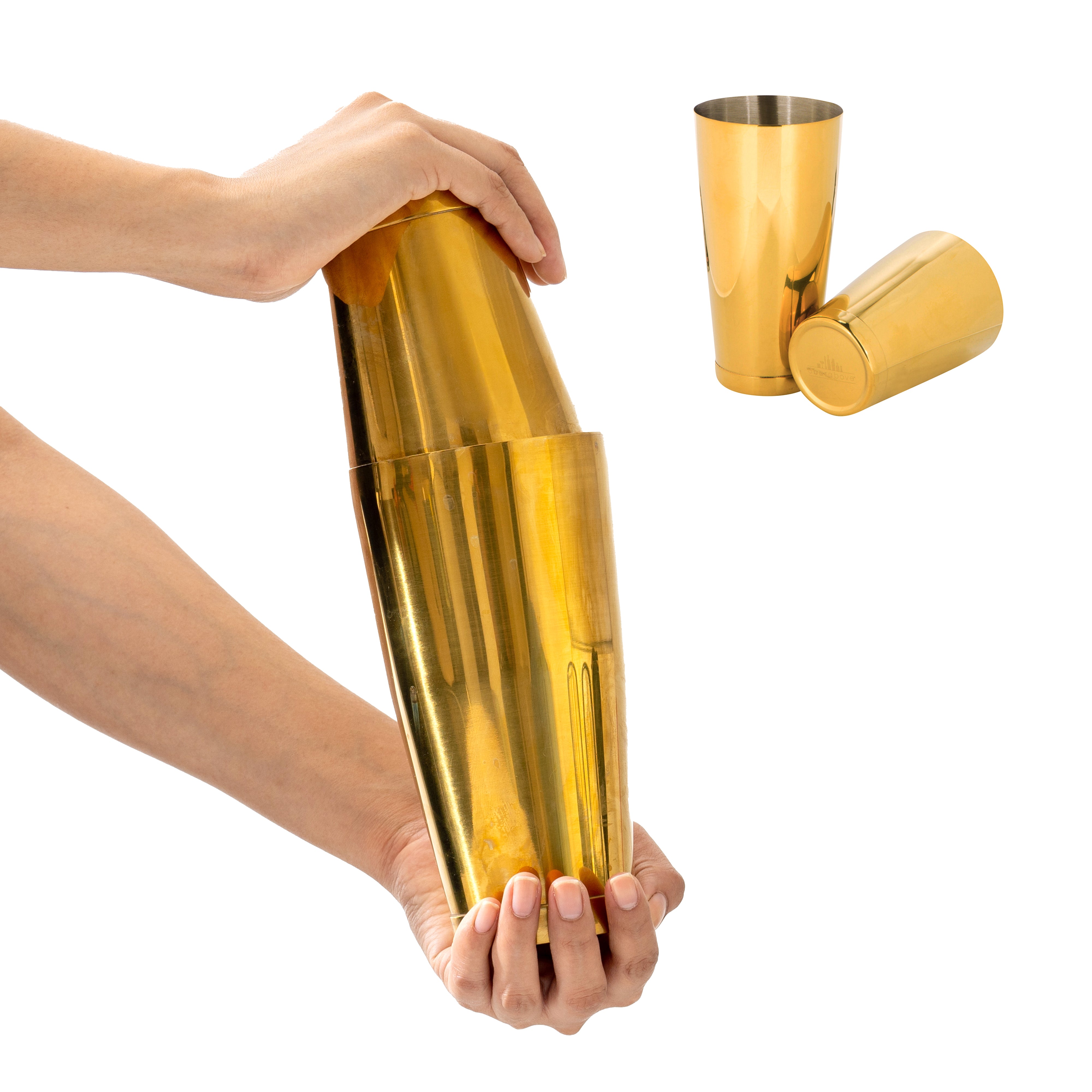Premium Gold Boston Cocktail Shaker Set - 28oz Bar Mixing Tool for Martini, Margarita & Whiskey Drinks - Perfect for Home Bars, Parties & Professional Bartenders