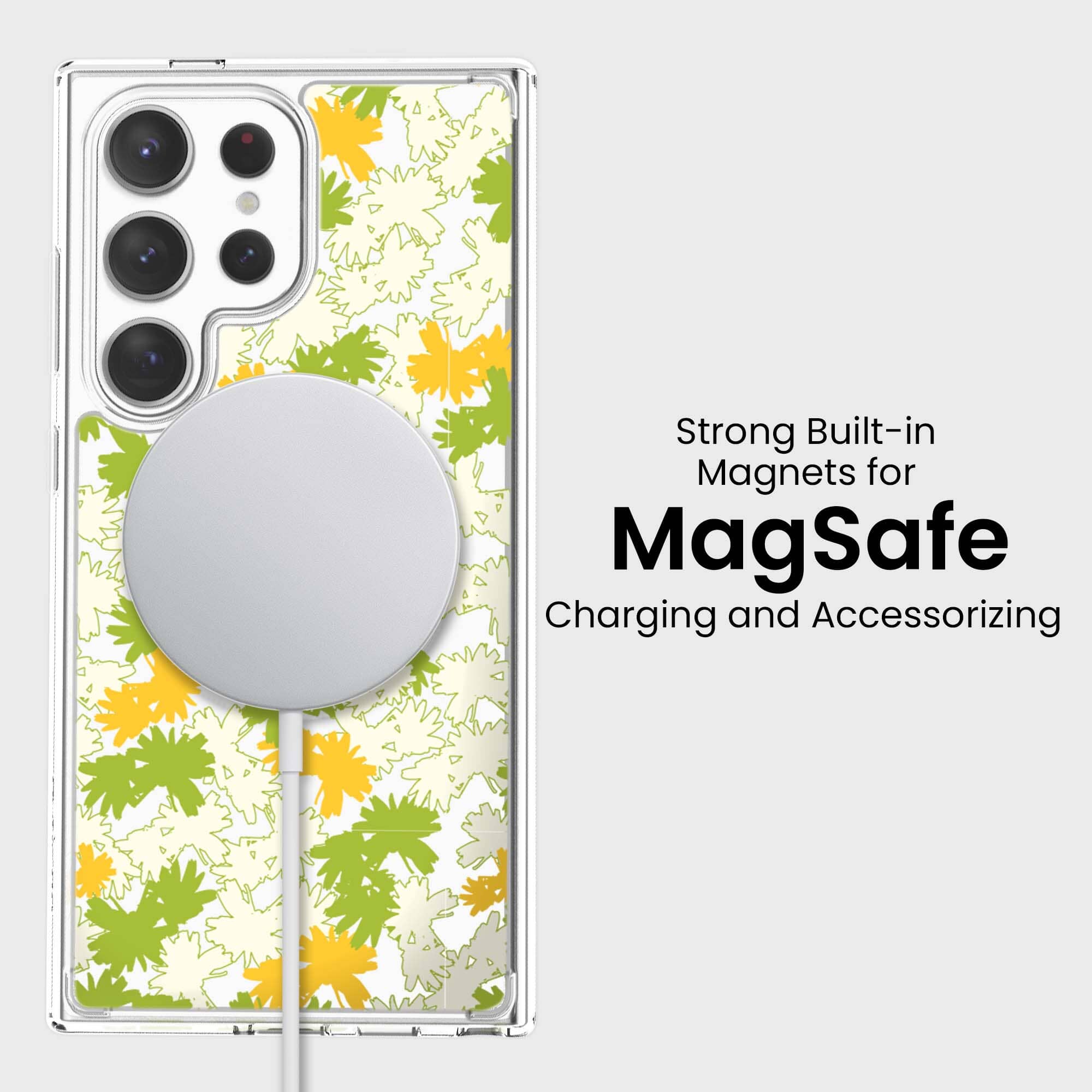 Samsung Galaxy S24 Ultra Clear Case with Yellow Dandelion Design - Slim Protective Cover for Everyday Use, Work & Travel