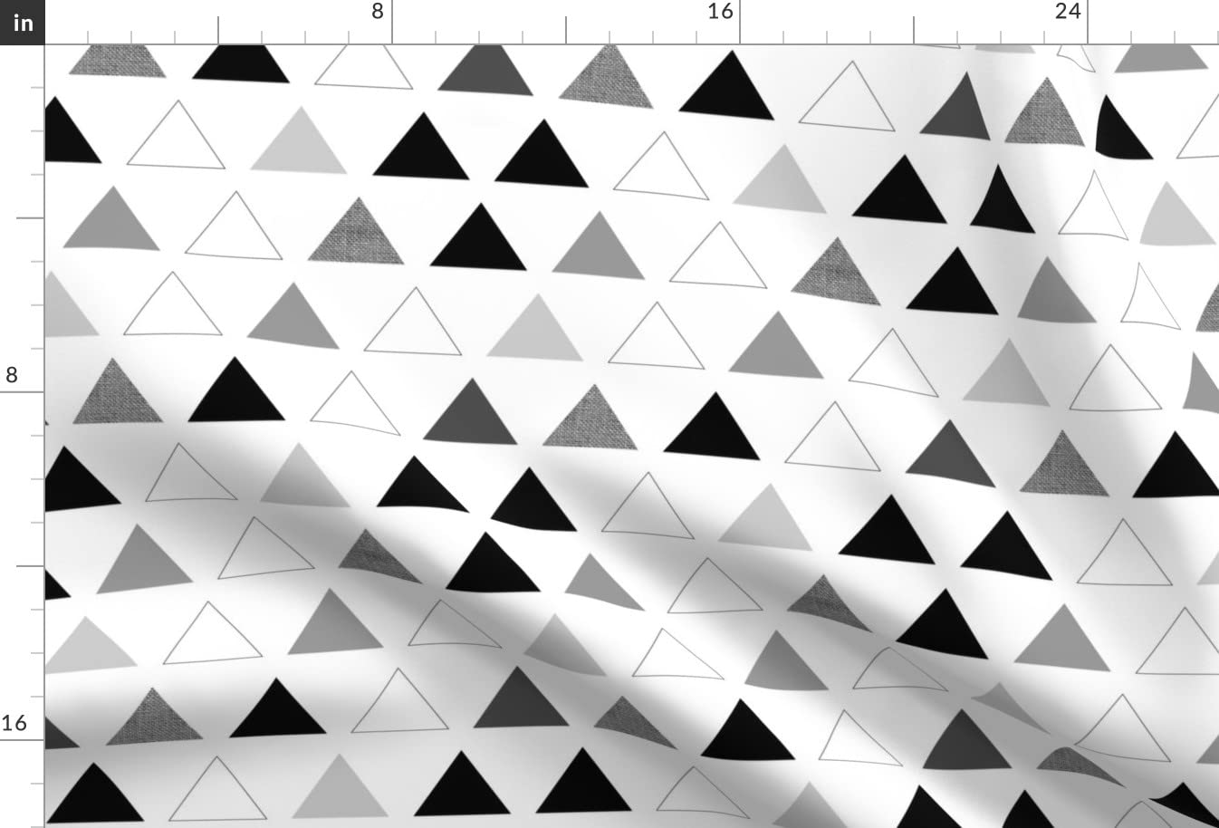 Black White Triangles Geometric Gray Printed Minky Fabric Fat Quarter - Soft Plush Material for Sewing Baby Blankets, Quilt Backing & DIY Plush Toys - Premium Spoonflower Fabric for Nursery Decor & Craft Projects