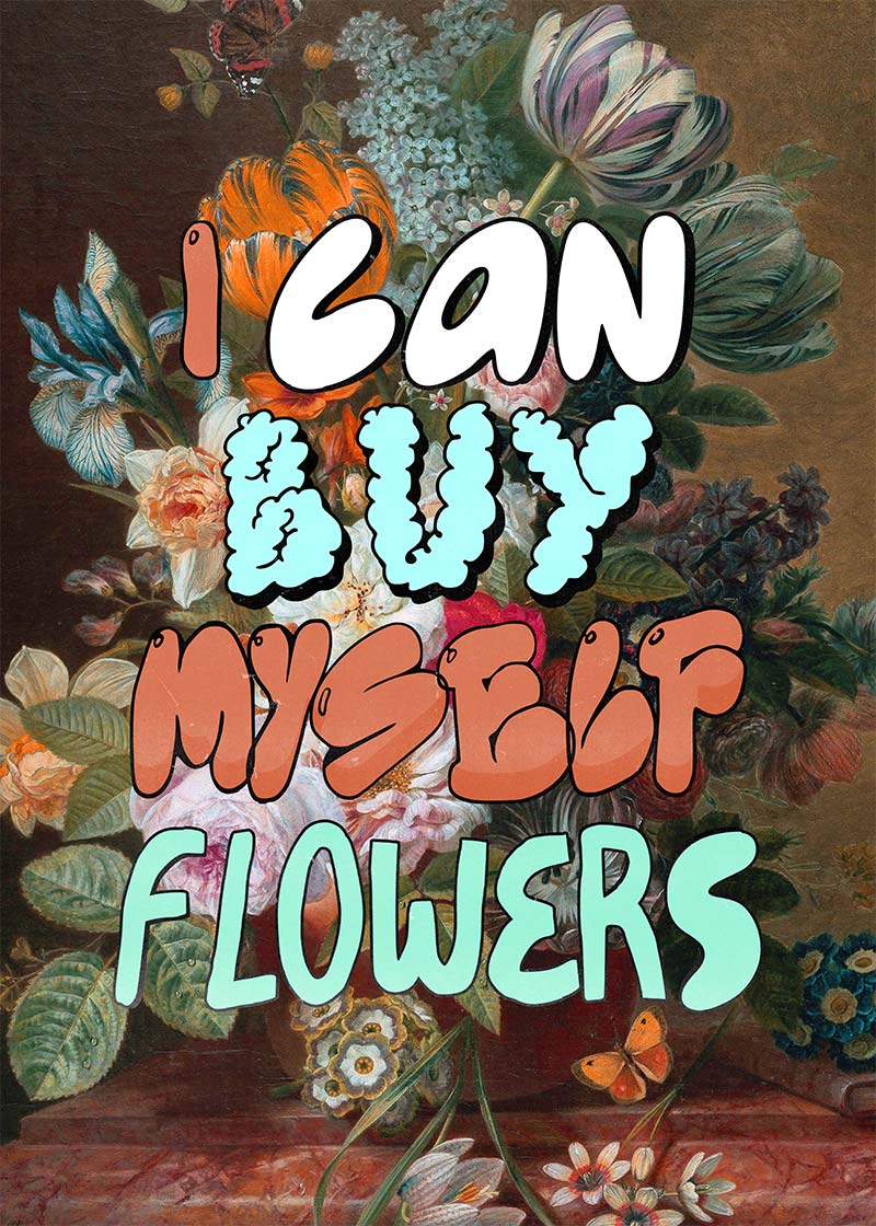 Graffiti Style 'I Can Buy Myself Flowers' Lyrics Painting Print - Unique Wall Art for Bedroom, Living Room & Office Decor