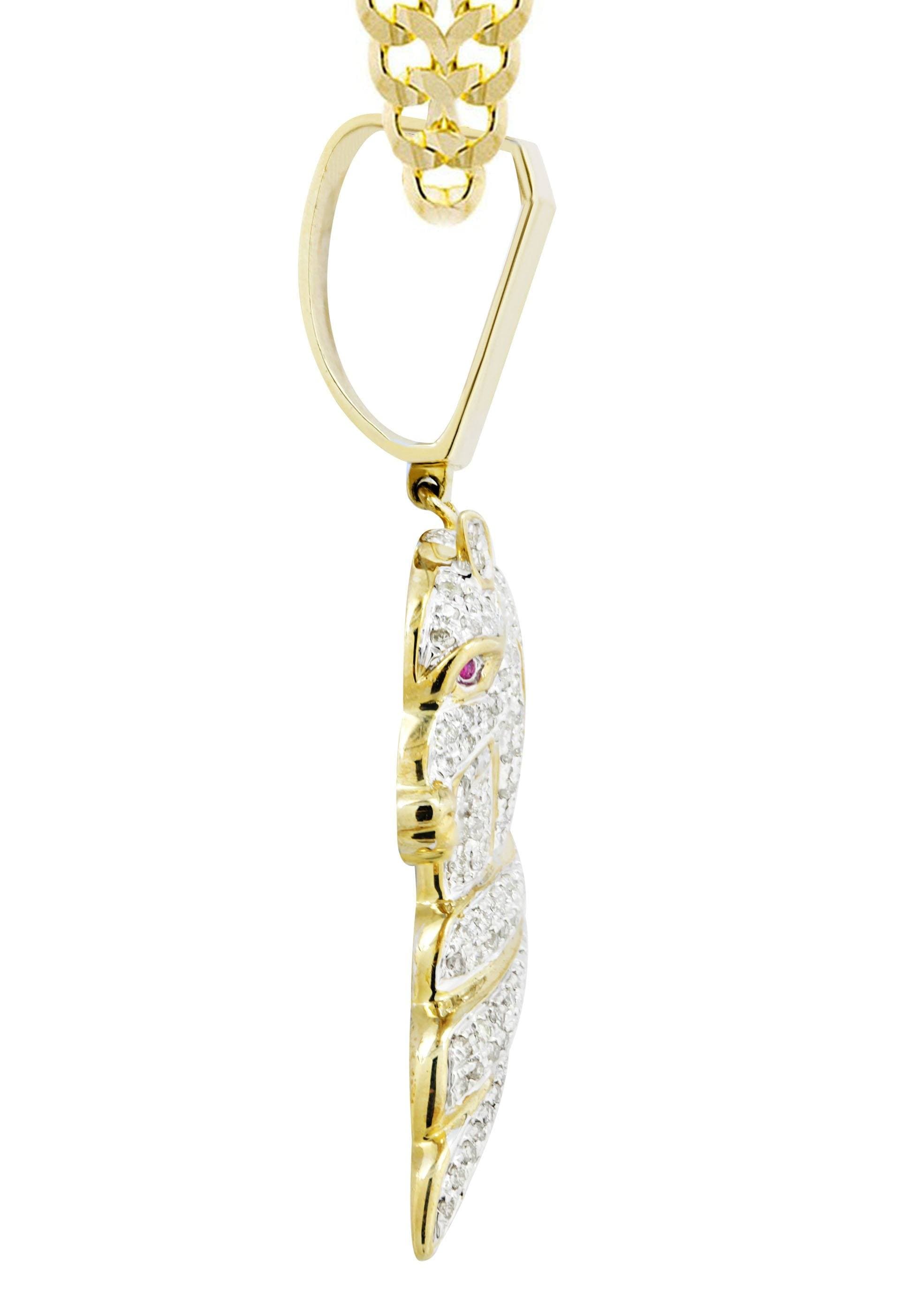 10K Yellow Gold Horse Diamond Pendant Necklace - 1.07 Carats | Elegant Jewelry Gift for Women | Perfect for Birthdays, Anniversaries & Special Occasions