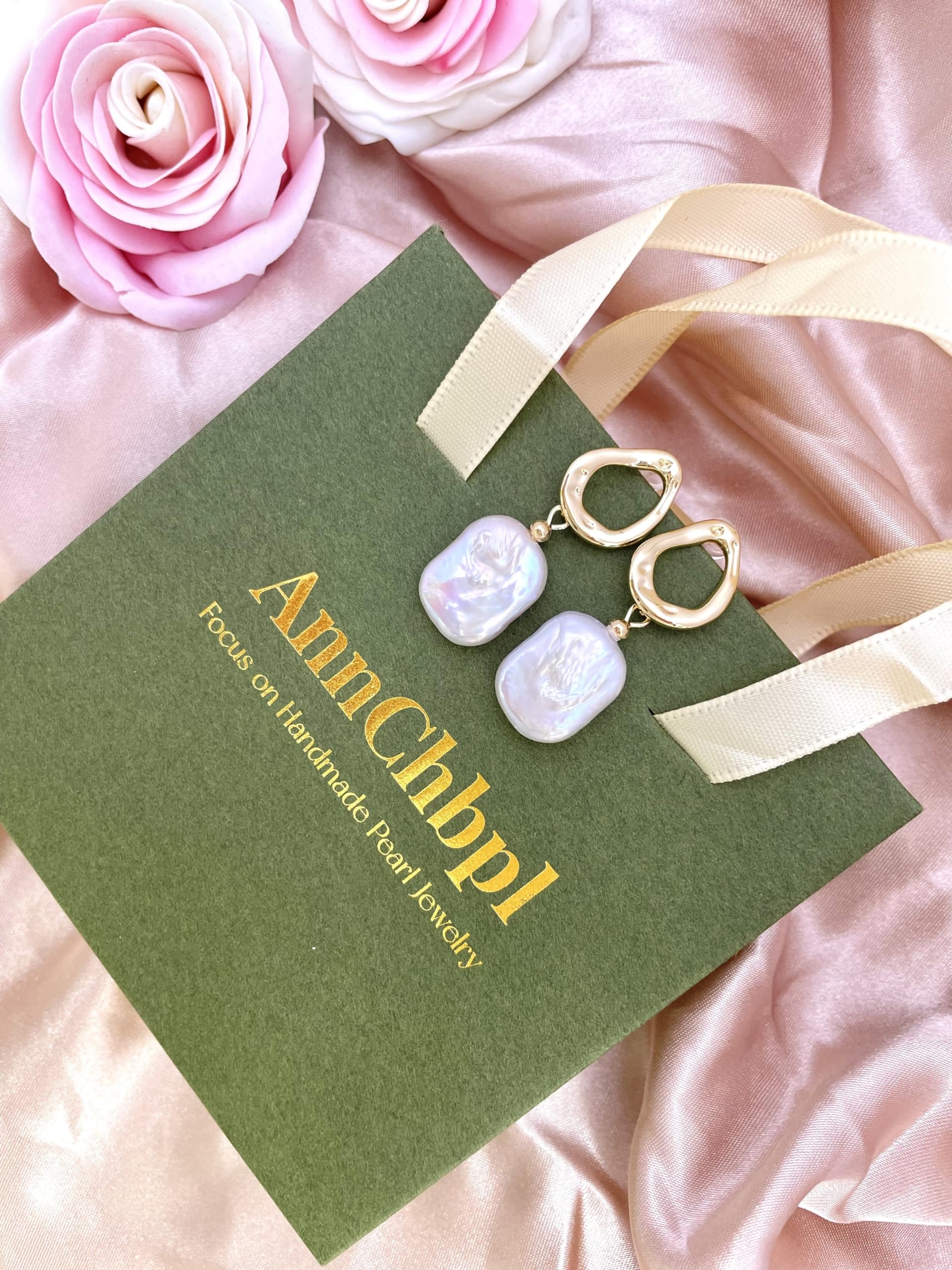 Elegant Baroque Pearl Earrings for Women - Cultured Freshwater Pearl Stud Hoop Square Statement Jewelry - 14K Gold Plated Drop Dangle Earrings - Perfect for Bridal Wedding, Birthday Gifts & Special Occasions