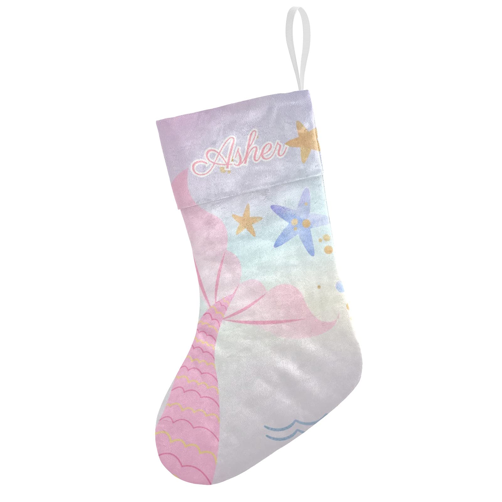 **Personalized Christmas Stockings with Name - Large Custom Family Stockings for Adults, Kids, Baby & Pets (Mermaid Pink) - Perfect Holiday Decor & Gift for Girls, Boys, Christmas Xmas Celebrations**