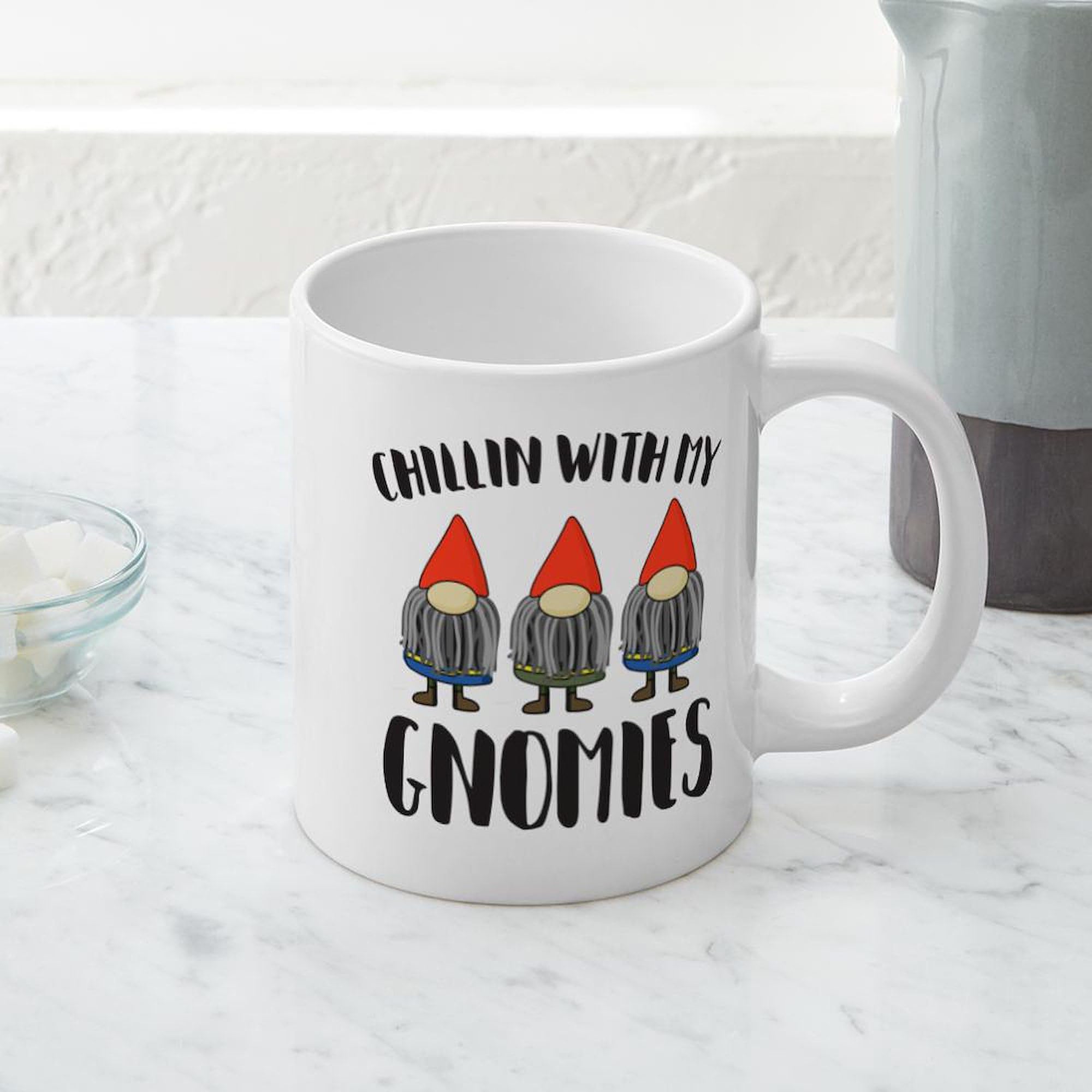 Chillin With My Gnomies 20oz Ceramic Coffee Mega Mug - Large Insulated Tea & Hot Drink Cup for Home, Office, Camping - Funny Gnome Gift for Coffee Lovers