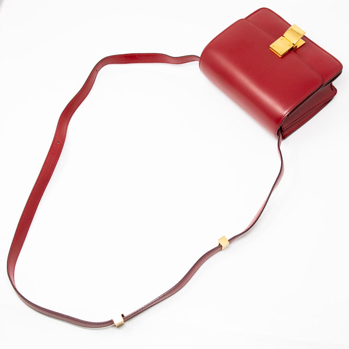 Celine Dark Red Small Box Bag - Premium Leather Crossbody Handbag for Women | Perfect for Work, Travel & Evening Events