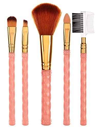 Premium 5-Piece Synthetic Makeup Brush Set - Foundation, Eyeshadow, Highlighter, Eyebrow & Lip Brush Kit for Professional Makeup Application | Soft Multicolor Cosmetic Brushes for Daily Use, Travel & Makeup Artists