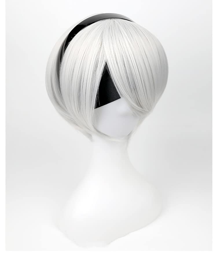 ZNZXYCOS Adult Anime No.2 Type B Cosplay Costume - Black Tight Dress & White Wig Set for Women | Halloween, Cosplay Events & Anime Conventions