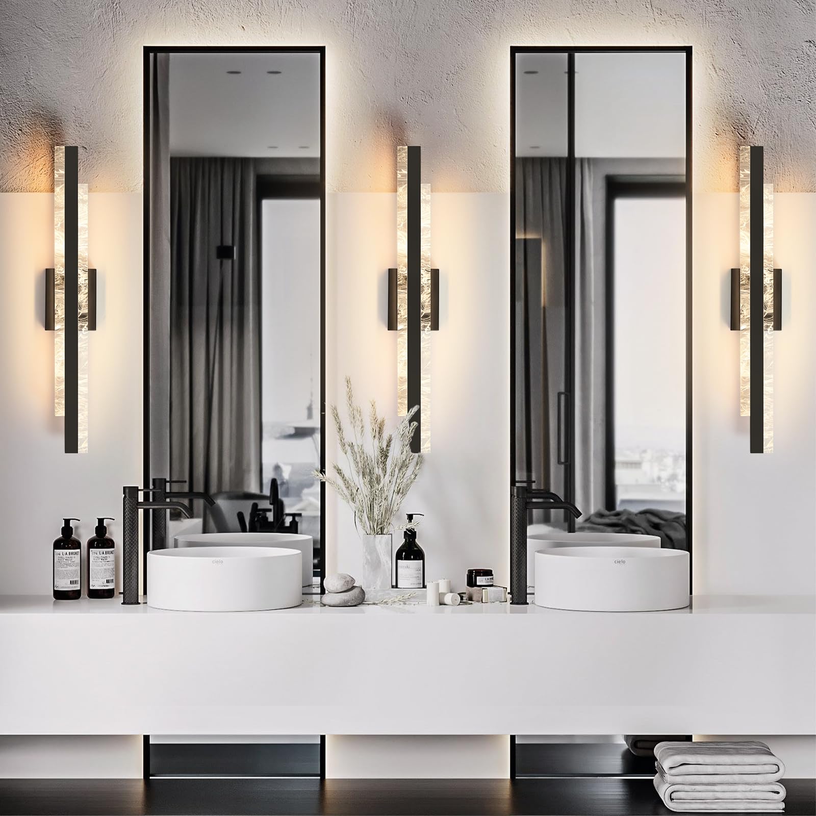 HAHZT 27 Inch Matte Black Dimmable LED Bathroom Vanity Light - 28W Wall Sconce for Mirror, Painting & Cabinet Lighting (3000K Warm White) - Perfect for Modern Bathrooms, Bedrooms & Art Galleries