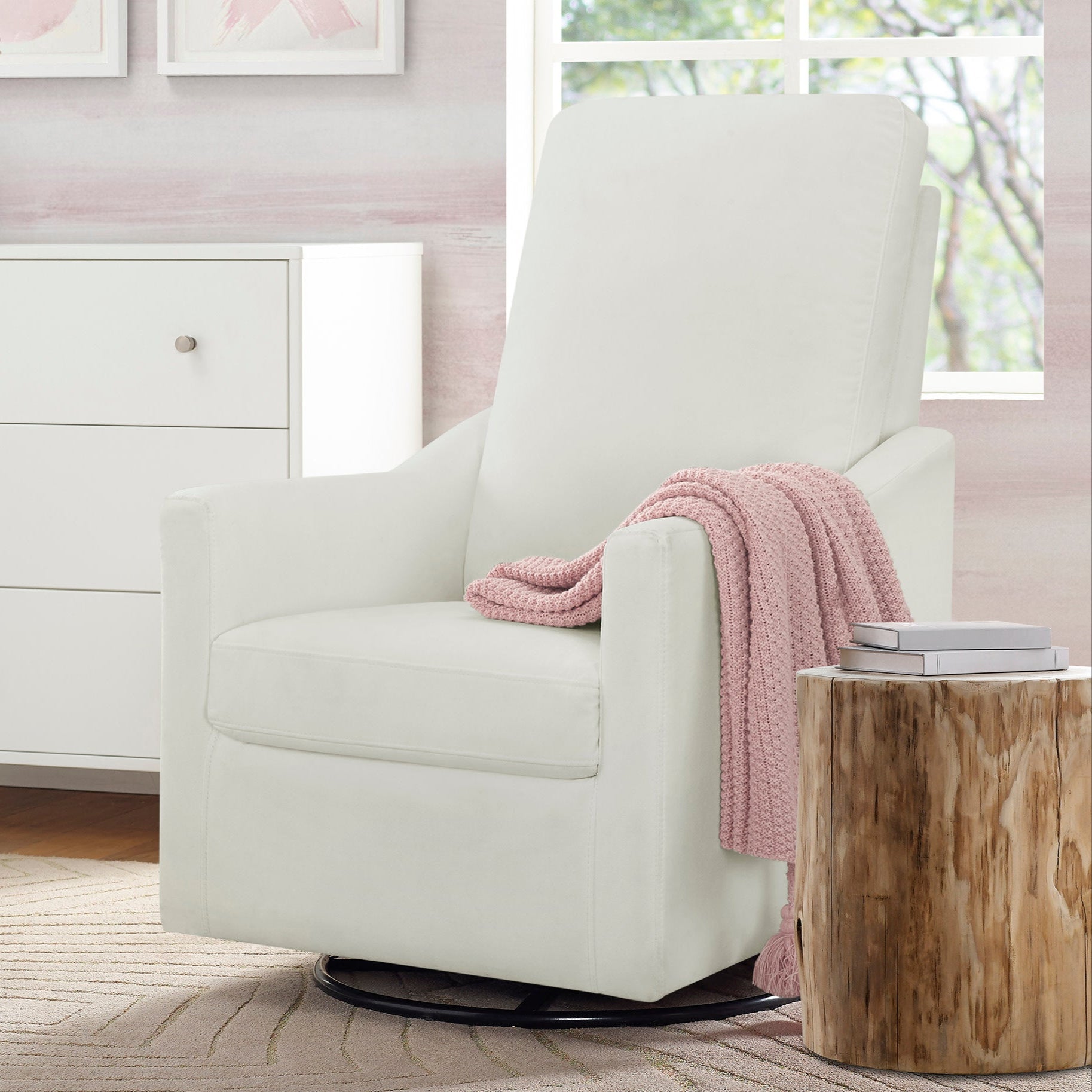 Andie Nursery Glider Swivel Chair - Stain Resistant LiveSmart Fabric - Comfortable Rocking Chair for Breastfeeding & Baby Nursery - Perfect for Nursing, Reading & Relaxing with Your Newborn