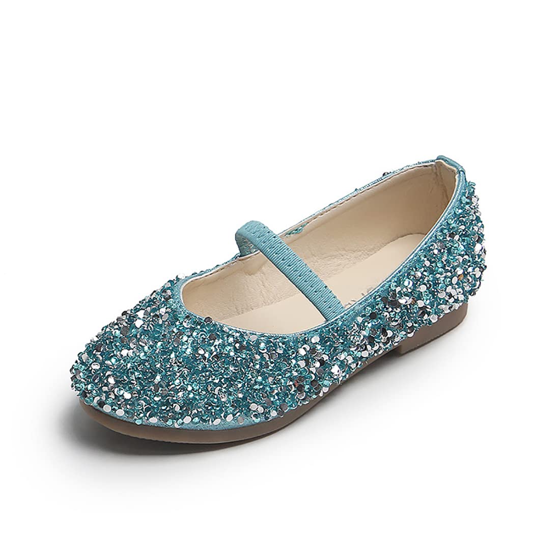 YIBLBOX Girls Glitter Ballet Flats - Sparkly Mary Jane Princess Shoes for Wedding, Party & Dress Up | Comfortable Ballerina Flats for Toddler & Kids