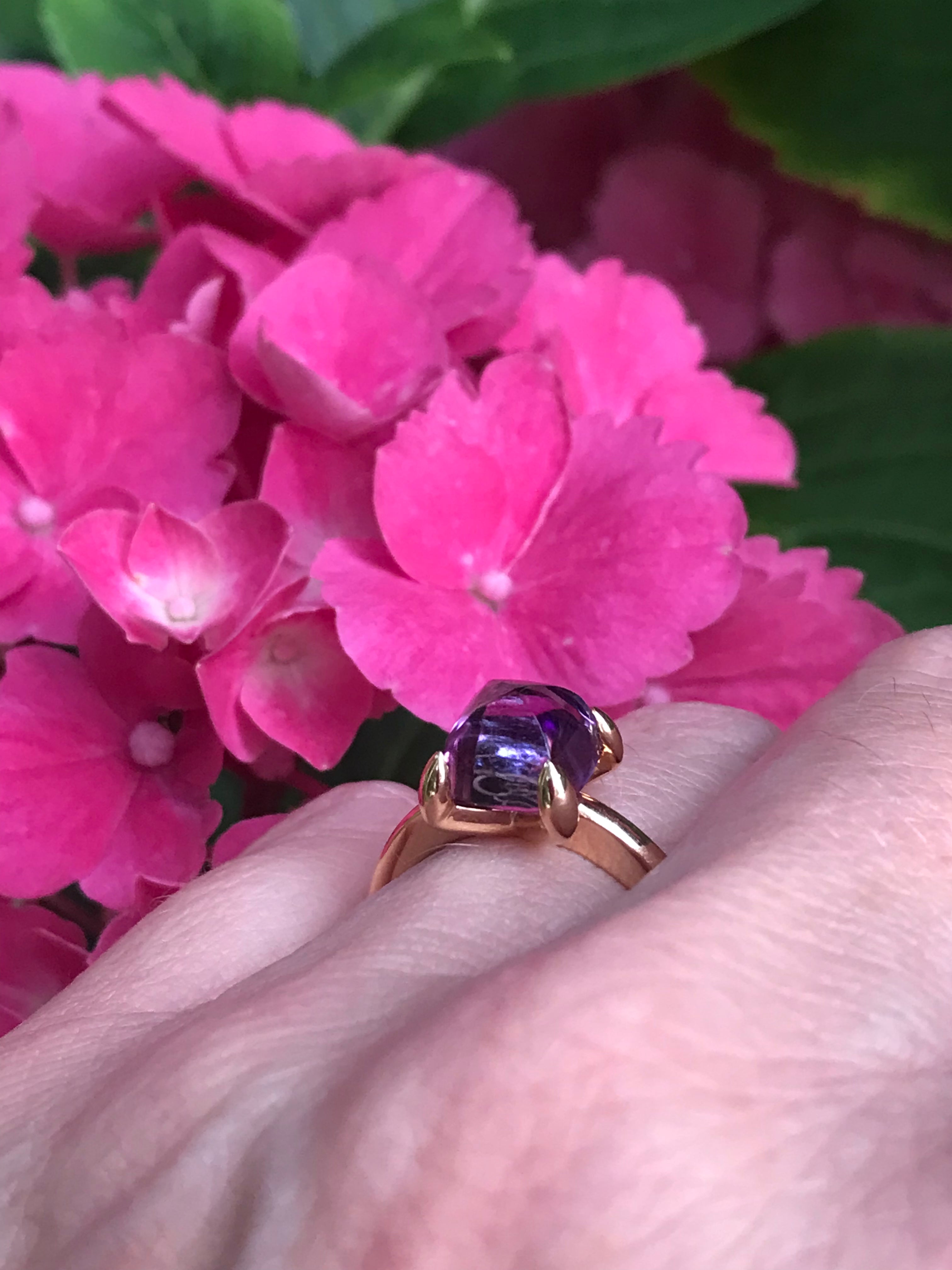 3.00ct Amethyst Ring in 18K Rose Gold - Elegant Purple Gemstone Jewelry for Women, Perfect for Weddings, Anniversaries & Special Occasions