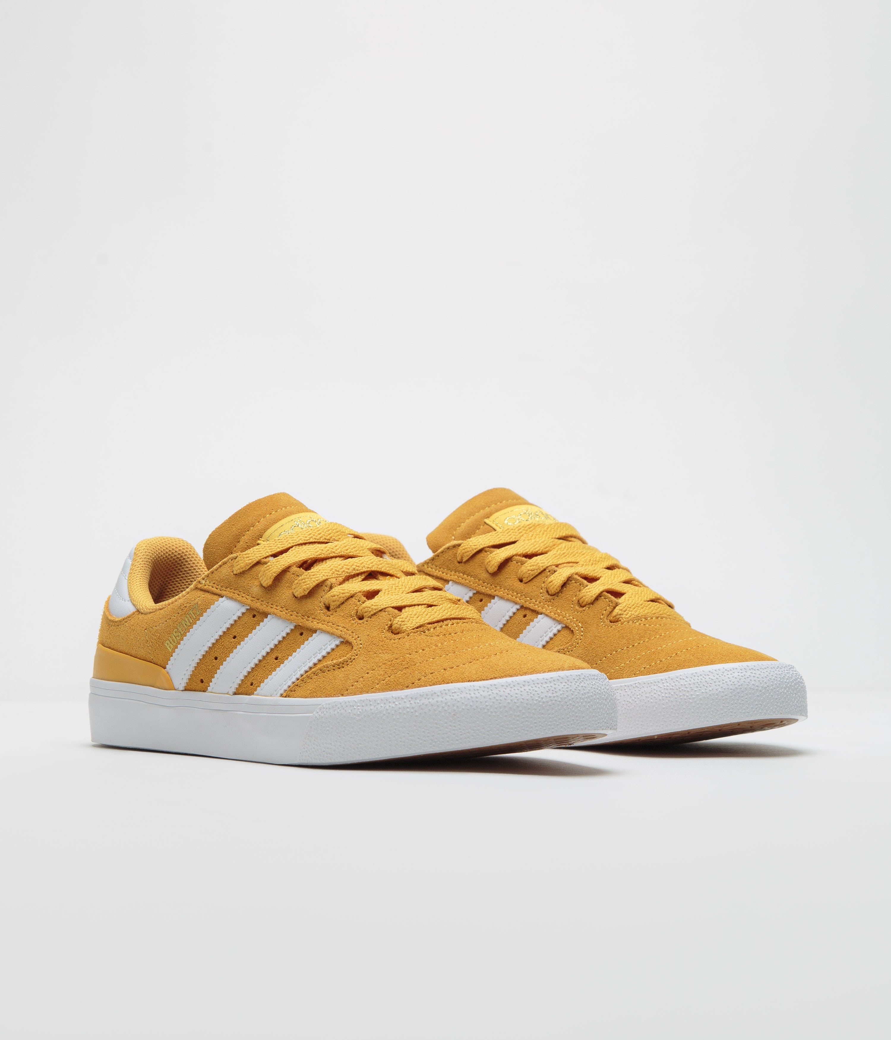 Adidas Busenitz Vulc II Skate Shoes - Preloved Yellow/FTWR White/Gold Metallic - Men's High-Performance Sneakers for Skateboarding & Streetwear Fashion