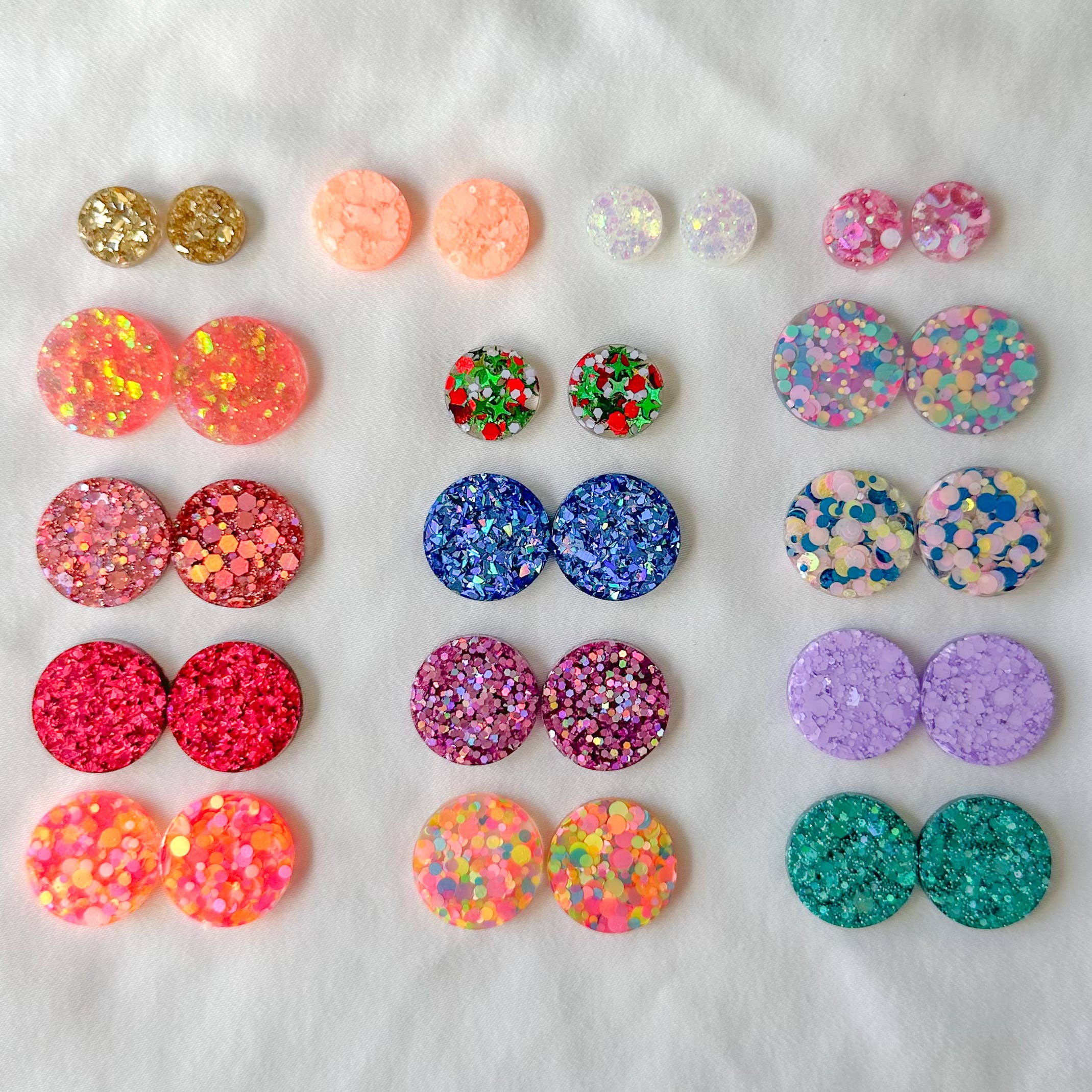 Sparkling Resin Stud Earrings with Glitter - Small & Bright for Women | Perfect for Parties, Weddings, and Everyday Wear