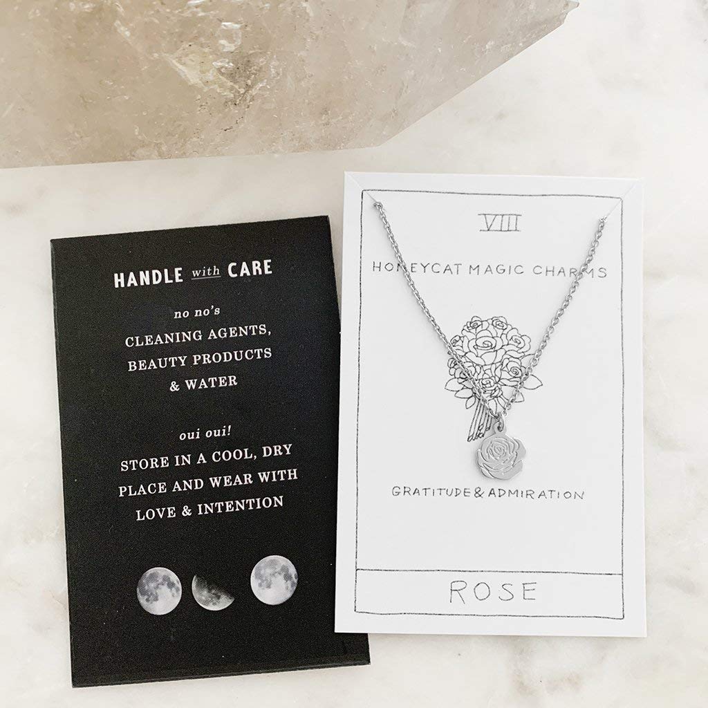 Honeycat Magic Charm Rose Necklace - 18K Gold, Rose Gold & Sterling Silver | Minimalist Delicate Jewelry for Women | Perfect Gift for Valentine's Day, Anniversary & Special Occasions