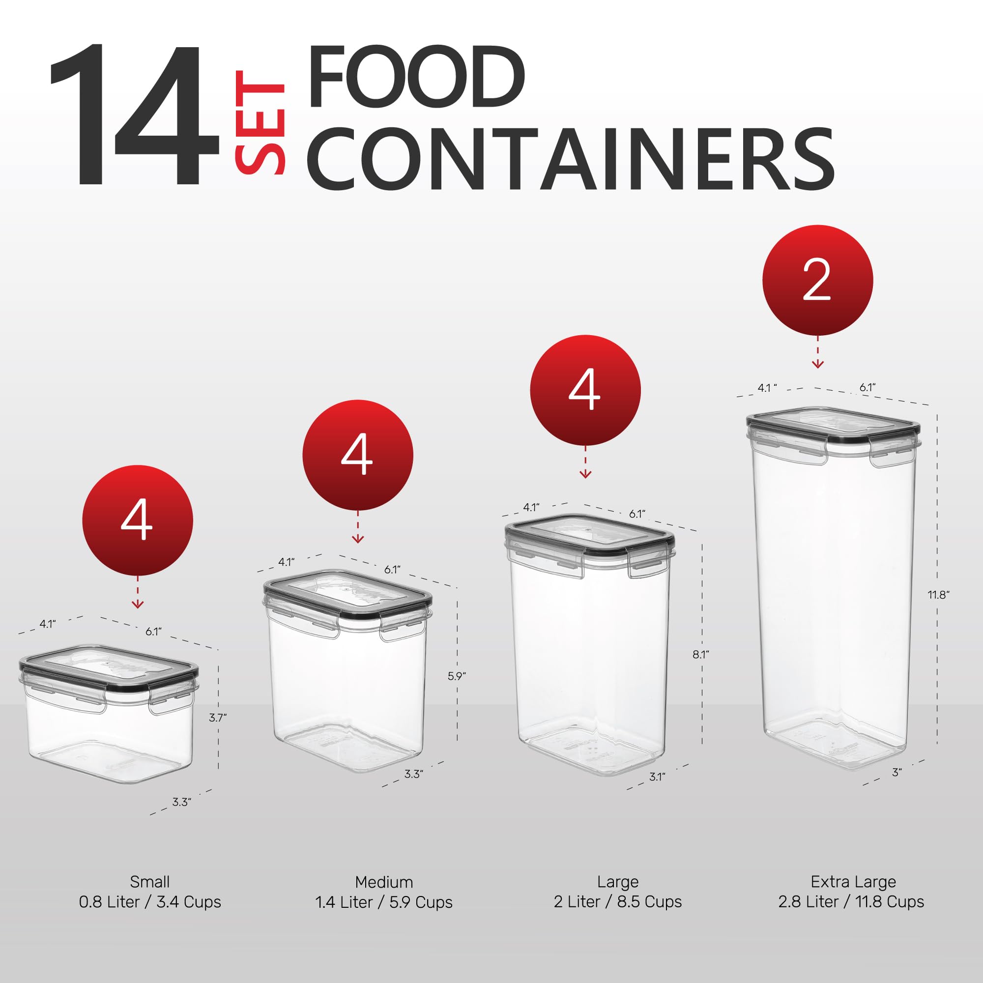 DWËLLZA 14-Piece Airtight Food Storage Container Set for Sugar, Flour, Pasta & Spaghetti - BPA-Free Plastic Kitchen Canisters with Lids, Marker & Labels - Perfect for Pantry Organization, Baking Supplies & Meal Prep Storage