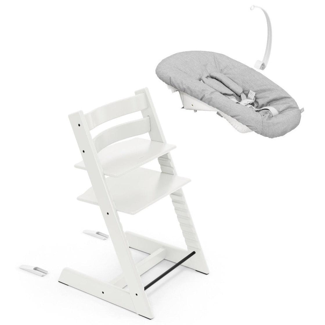 Stokke Tripp Trapp High Chair with Newborn Set - Adjustable Baby Feeding Chair, Ergonomic Design, White - Perfect for Newborns to Toddlers at Dining Table & Kitchen