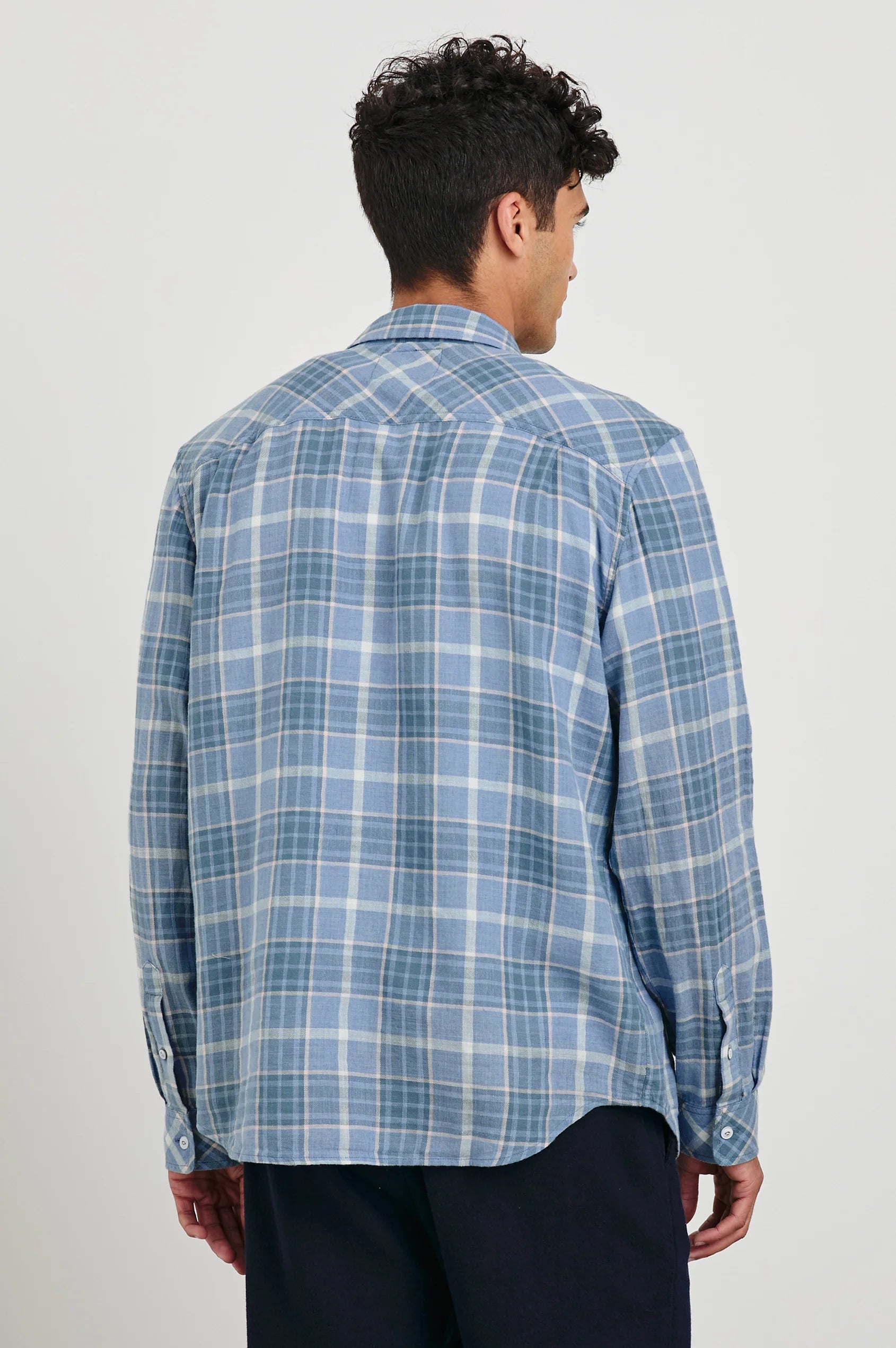 Wyatt Ebi Melange Plaid Long Sleeve Shirt for Men - Comfortable Flannel Button Down Top for Casual Wear & Outdoor Activities