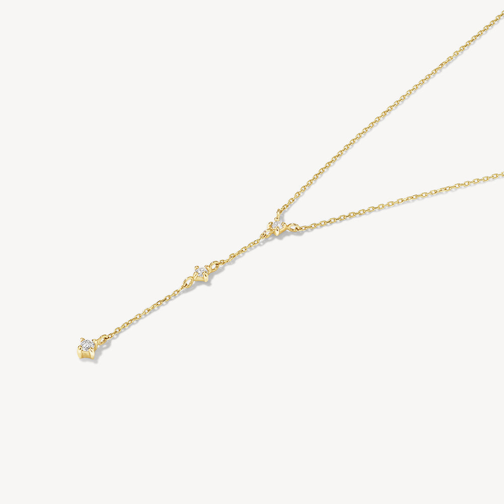 10k Gold Diamond Trio Lariat Necklace - Elegant Layered Pendant for Women | Perfect for Weddings, Date Nights & Special Occasions