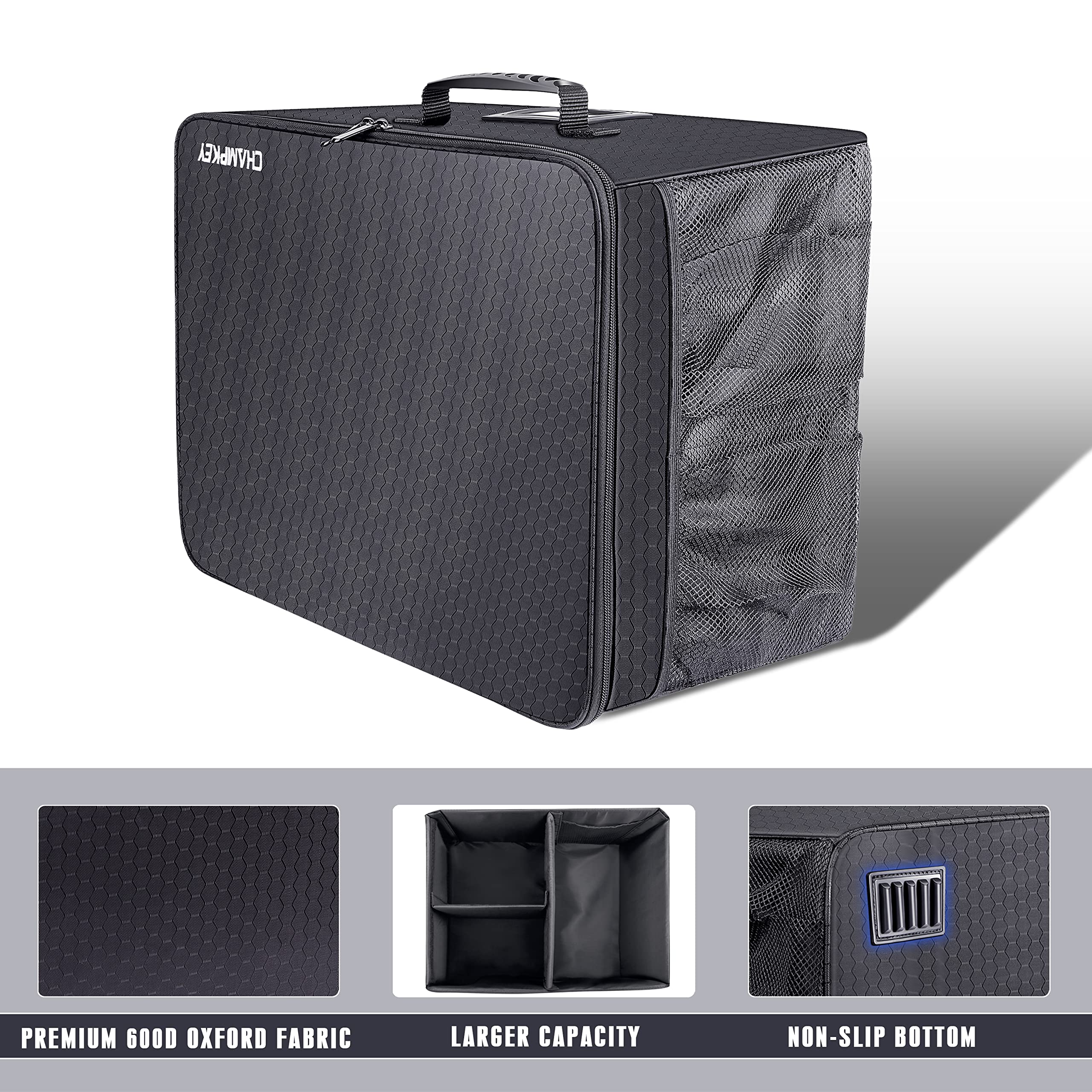 Champkey Golf Trunk Organizer - Portable Foldable Golf Bag Storage for Car & Travel | Perfect for Golf Clubs, Shoes & Accessories | Durable Black Golf Gear Organizer for SUV, Sedan & Road Trips