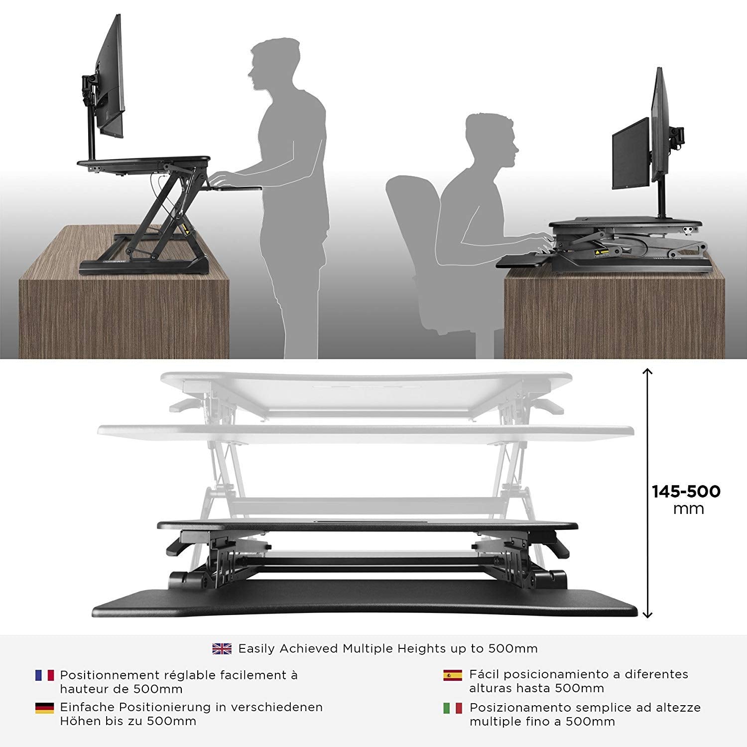 Duronic DM05D3 Height Adjustable Standing Desk Converter - 29