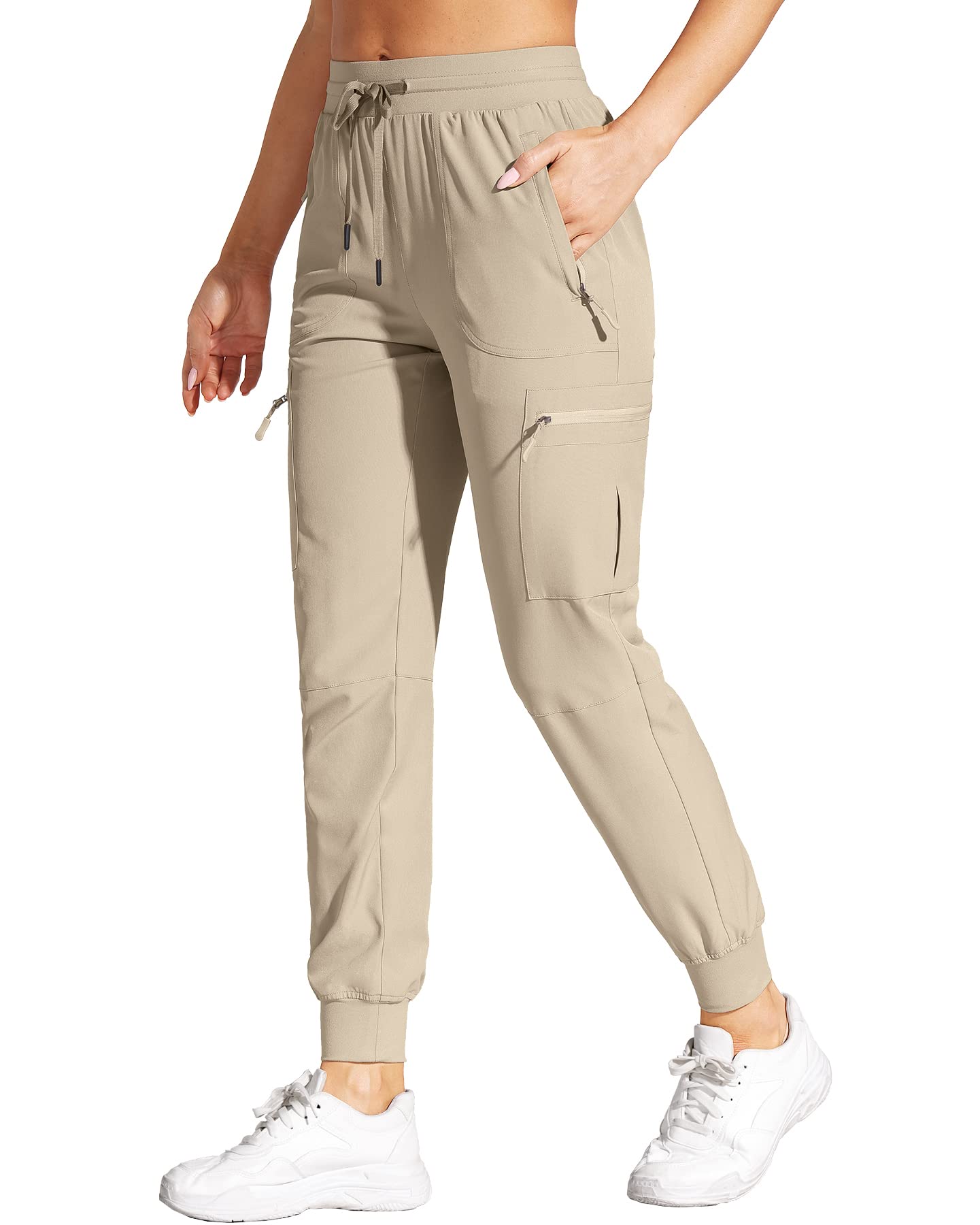 Women's Lightweight Quick-Dry Cargo Joggers - Water Resistant Hiking Pants with Zipper Pockets for Travel & Outdoor Activities | Casual Comfort for Walking, Camping & Adventure