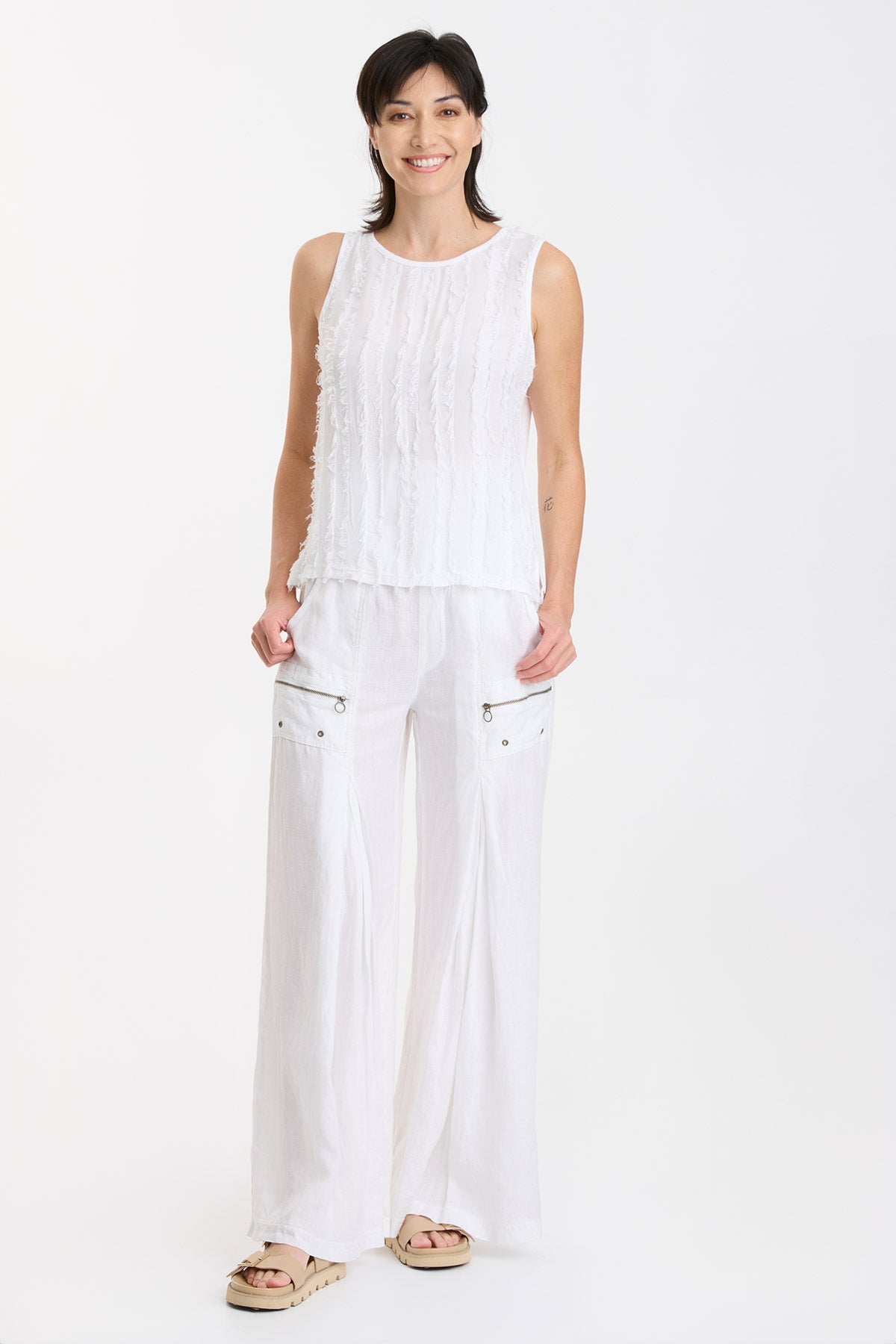Anja Women's White Tank Top - Soft & Comfortable Casual Wear for Summer, Gym, Yoga, and Everyday Outfits