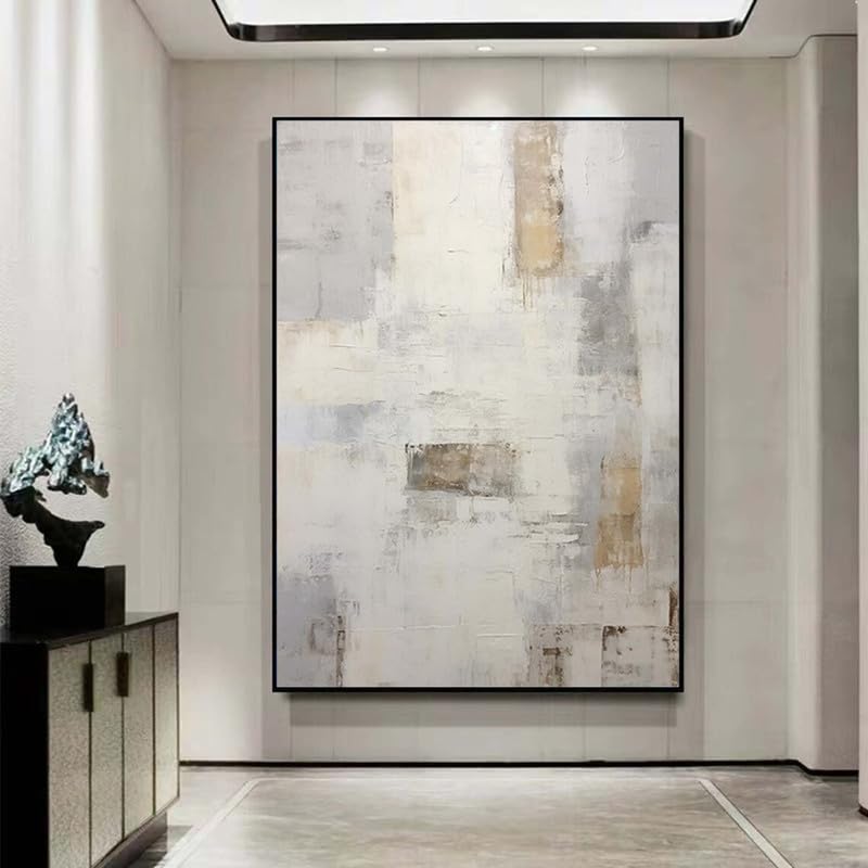 Hand-Painted Modern Abstract Oil Painting - Textured Line & Geometric Wall Art for Living Room, Porch & Entrance Decor | Perfect for Home & Office Interior Design