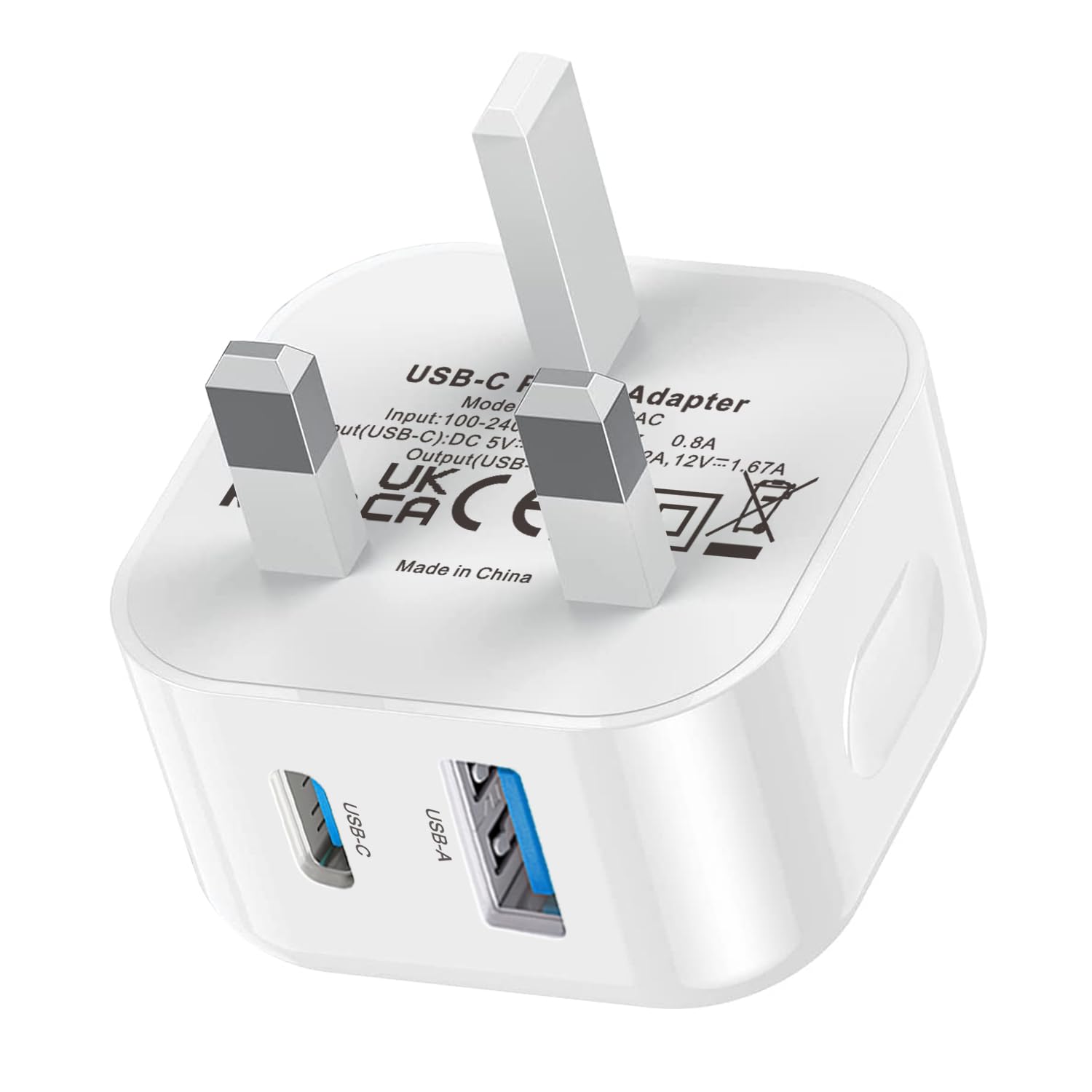 TEYASI 20W USB C Fast Charger Power Adapter - UK Plug for iPhone 16/16 Pro/15/15 Pro/15 Plus/15 Pro Max/14/14 Pro/14 Pro Max/13/13 Pro/12/11 & iPad - Quick Charge 3.0 Compatible for Home, Office & Travel Use