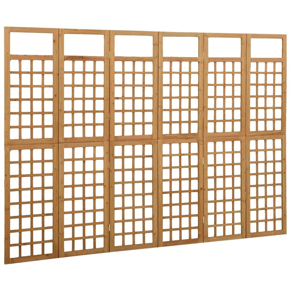 6-Panel Folding Room Divider - Solid Fir Wood Privacy Screen for Indoor & Outdoor Use (95.5