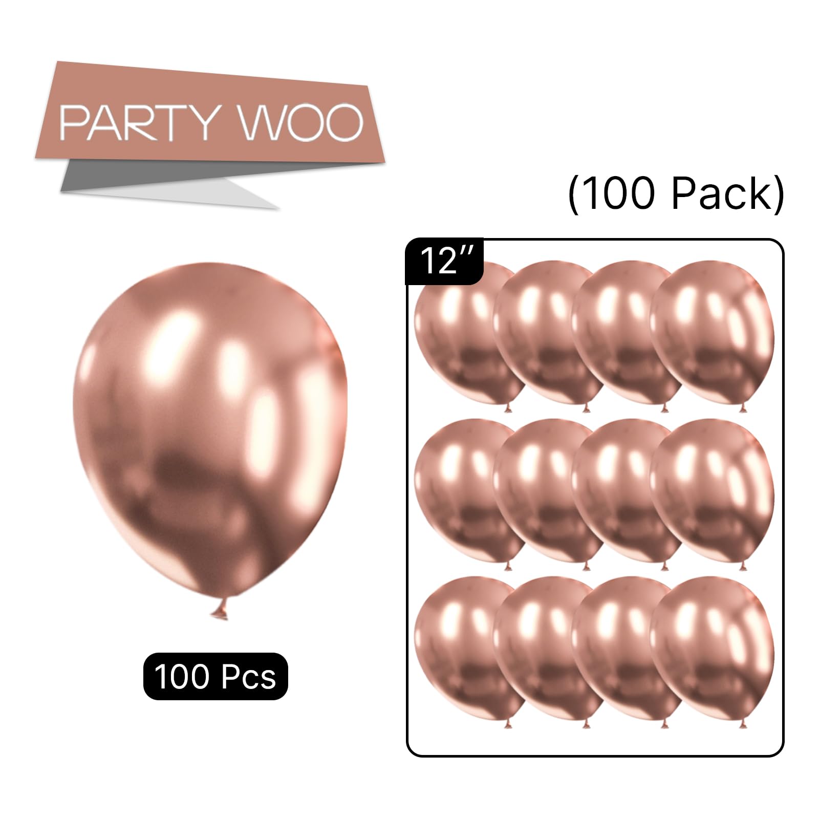 100pcs 12 Inch Metallic Rose Gold Balloons for Party Decorations - Perfect for Balloon Garlands, Arches, Bachelorette Parties & Weddings | Elegant Rose Gold-G107 Balloons for Birthdays, Baby Showers & Special Events