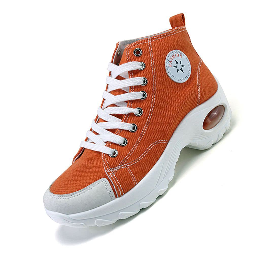 Women's High Top Canvas Sneakers with Air Cushion & Heightened Sole - Comfortable Casual Fashion Shoes for Walking, Running & Everyday Wear