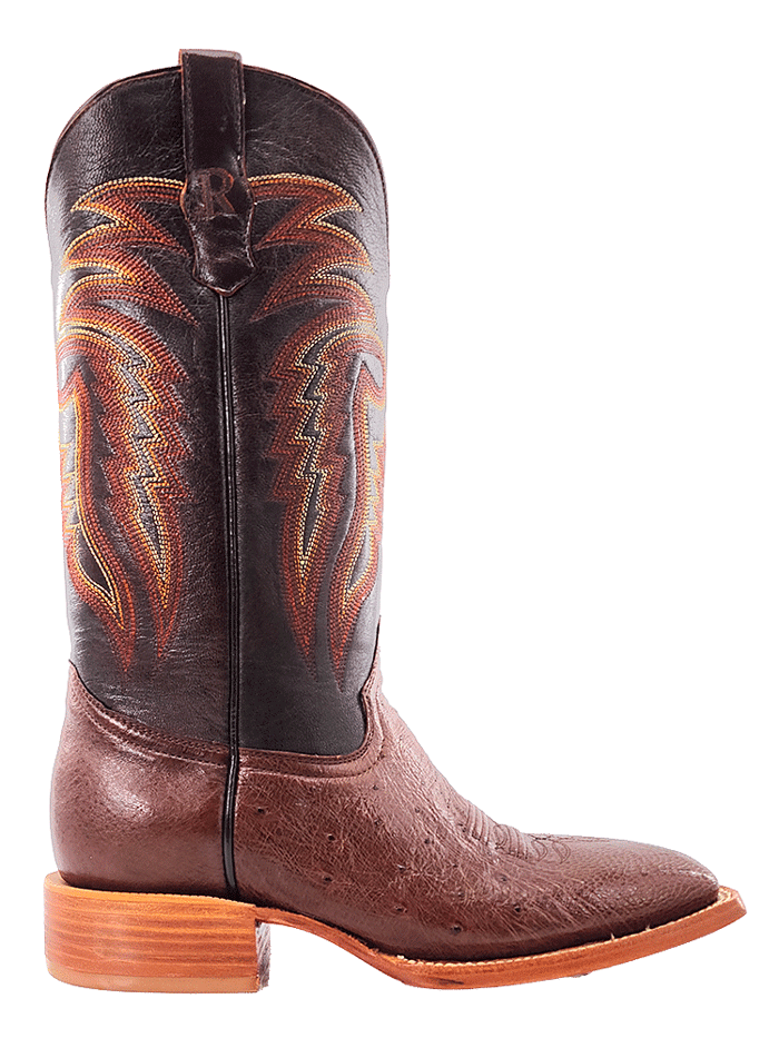 R.Watson RW5001 Men's Smooth Ostrich Western Boots in Chocolate Tobacco - Perfect for Cowboy Rides, Country Music Festivals & Western Fashion