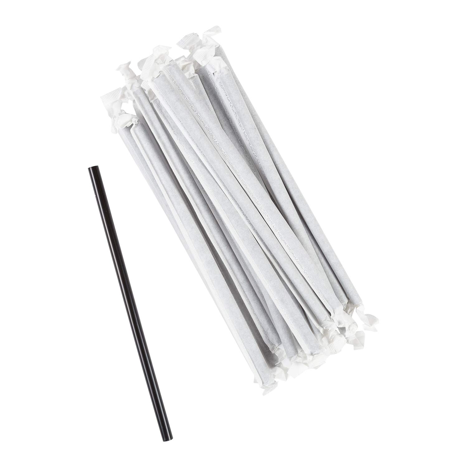 AmerCare 7.75 Inch Giant Paper Wrapped Black Straws - Bulk Pack of 7200 Eco-Friendly Drinking Straws for Parties, Restaurants & Smoothie Shops