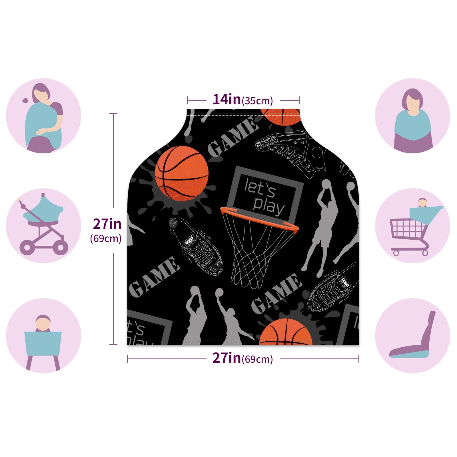 Breathable Baby Car Seat Cover & Nursing Scarf - Soft Stretchy Multi-Use Canopy for Strollers, Breastfeeding, and Sports Games | Perfect Shower Gift for Boys & Girls | Ideal for Outdoor Activities, Travel, and Daily Baby Care