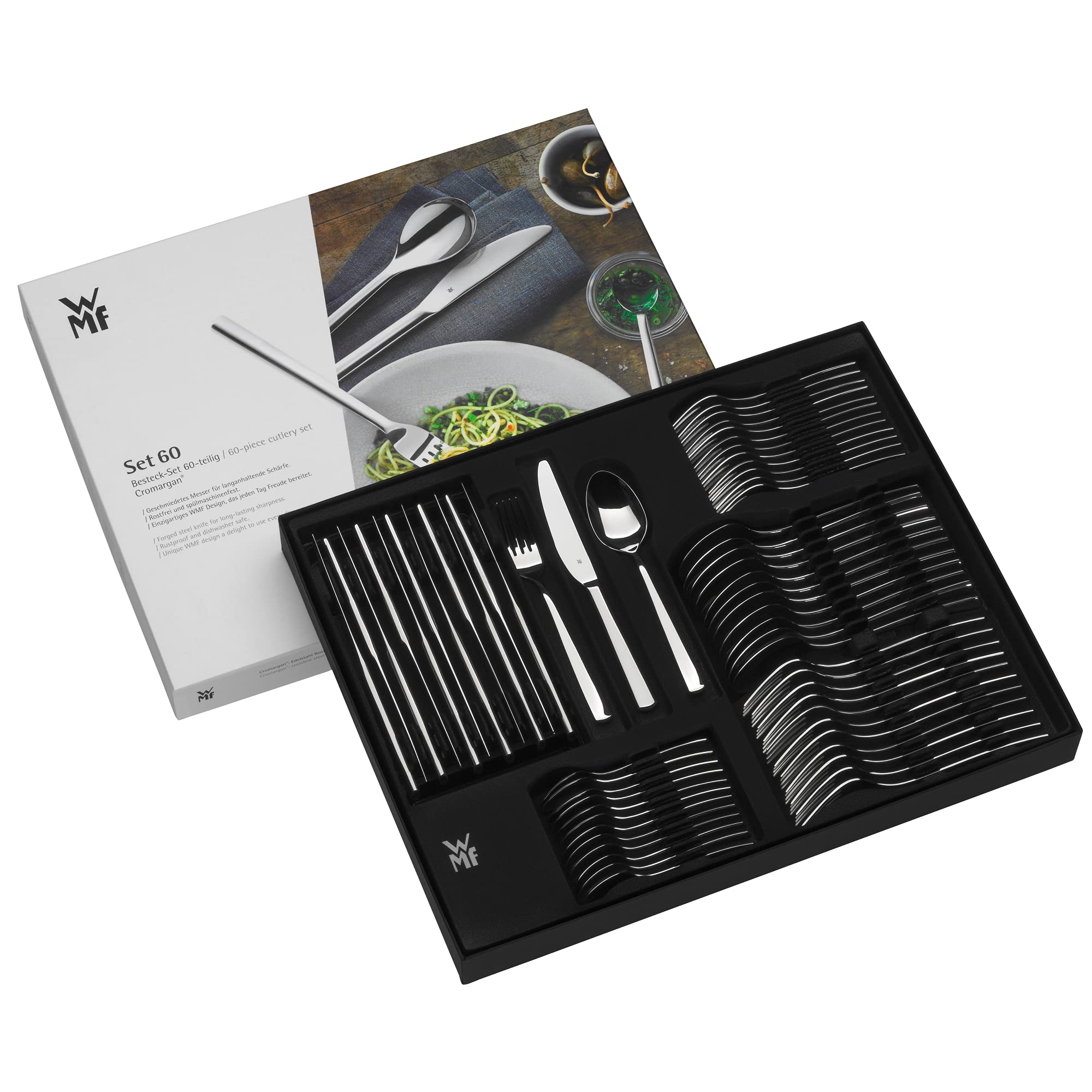 WMF Palermo 60-Piece Stainless Steel Cutlery Set - Premium Silverware for Fine Dining, Dinner Parties & Restaurant Use