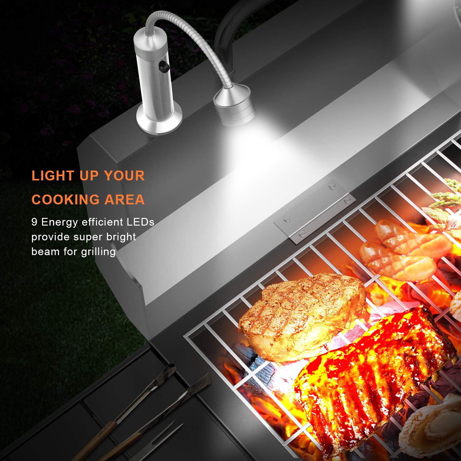**Magnetic LED BBQ Grill Light - Flexible Gooseneck, Weather Resistant, Battery Included (2 Pack) - Perfect for Outdoor Grilling, Traeger Smoker, Pit Boss Griddle & Dad Gifts**    **Usage Scenarios:** Ideal for backyard barbecues, camping trips, nighttime grilling, and outdoor cooking with smokers or griddles. A great gift for dads, grill masters, and outdoor enthusiasts.