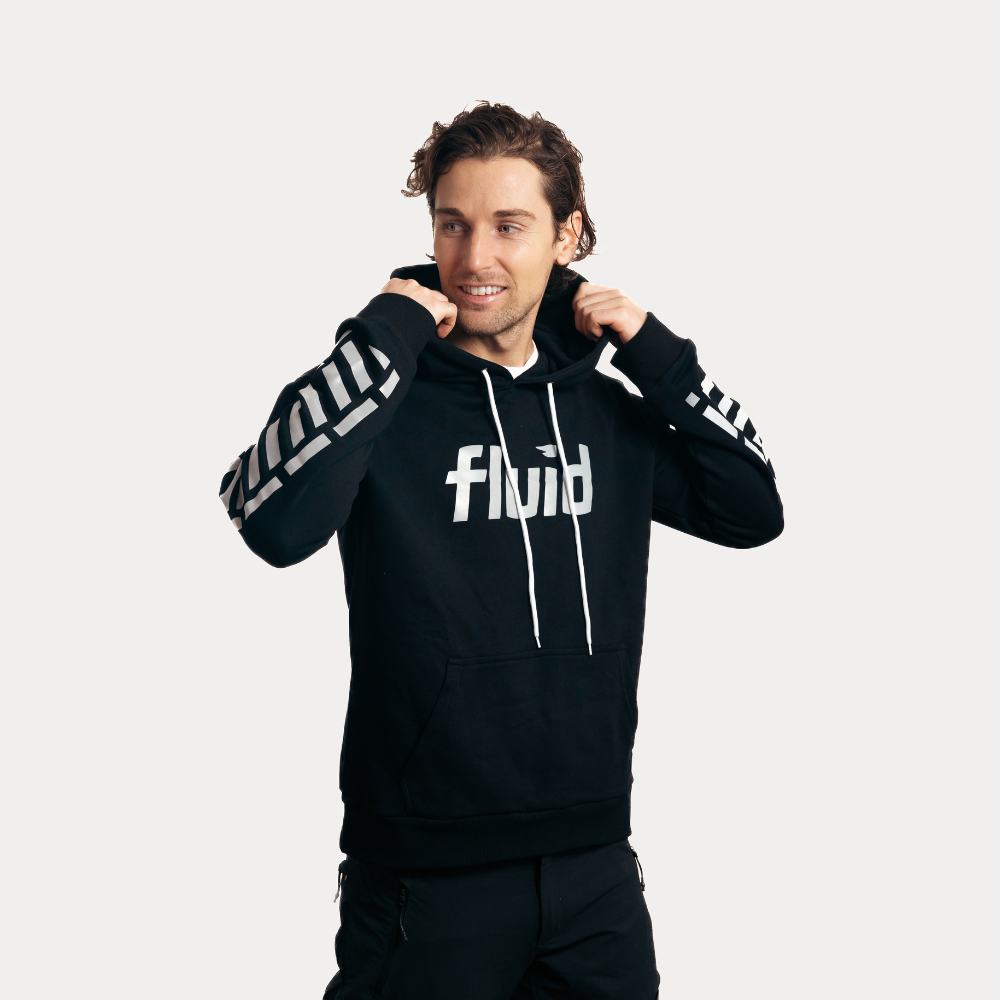 Fluid Rider Hoodie - Black | Stylish & Comfortable Men's Zip Up Hooded Sweatshirt | Perfect for Casual Wear, Gym & Outdoor Activities